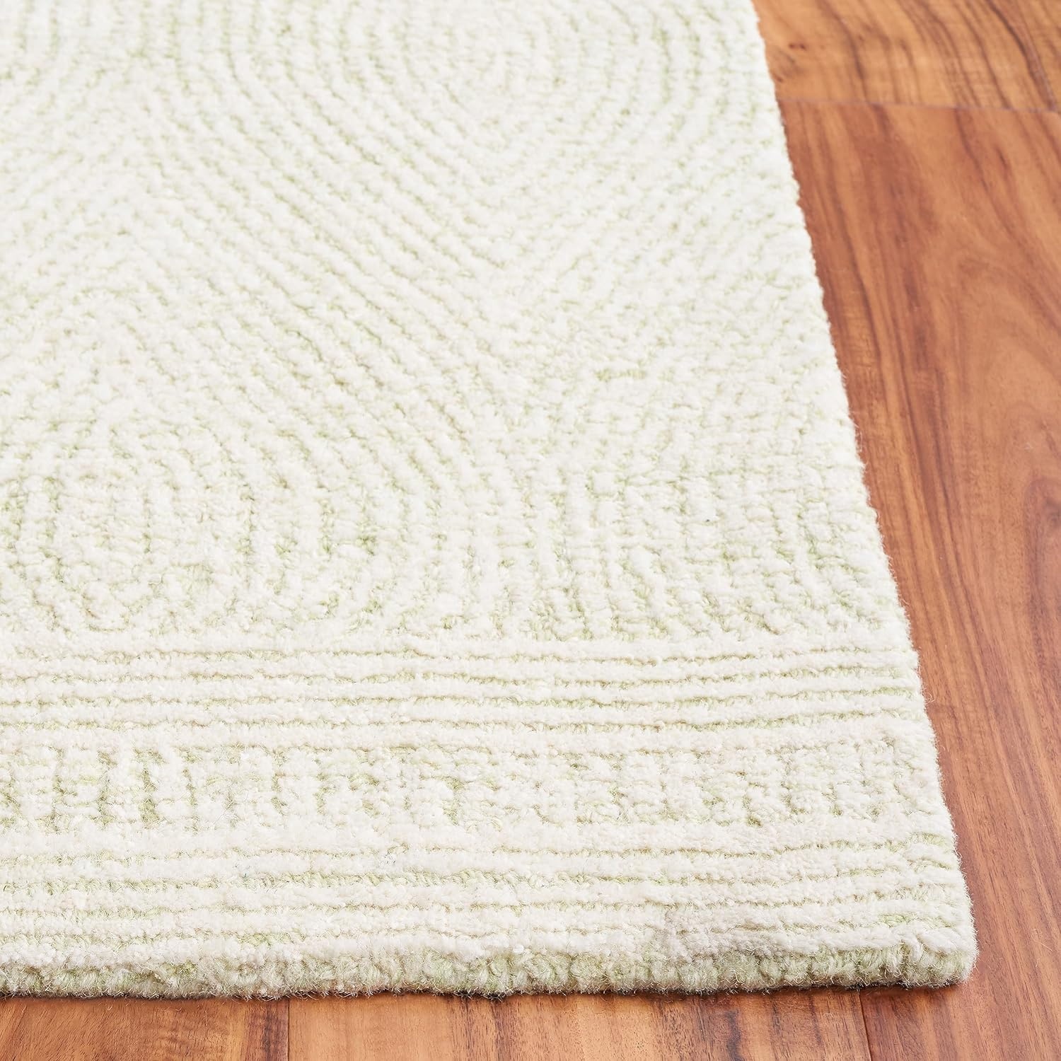 image:imageSAFAVIEH Abstract Collection Area Rug 10 Square Ivory amp Charcoal Handmade Wool Ideal for High Traffic Areas in Living Room Bedroom ABT340HGreenIvory