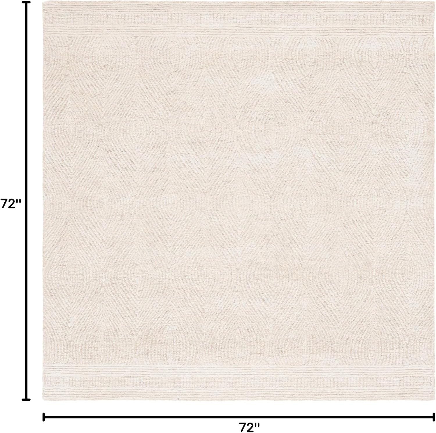 image:imageSAFAVIEH Abstract Collection Area Rug 10 Square Ivory amp Charcoal Handmade Wool Ideal for High Traffic Areas in Living Room Bedroom ABT340HIvoryBeige