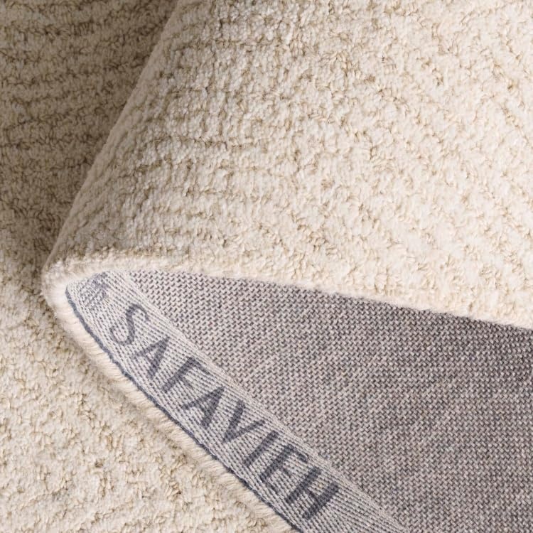 image:imageSAFAVIEH Abstract Collection Area Rug 10 Square Ivory amp Charcoal Handmade Wool Ideal for High Traffic Areas in Living Room Bedroom ABT340HIvoryBeige