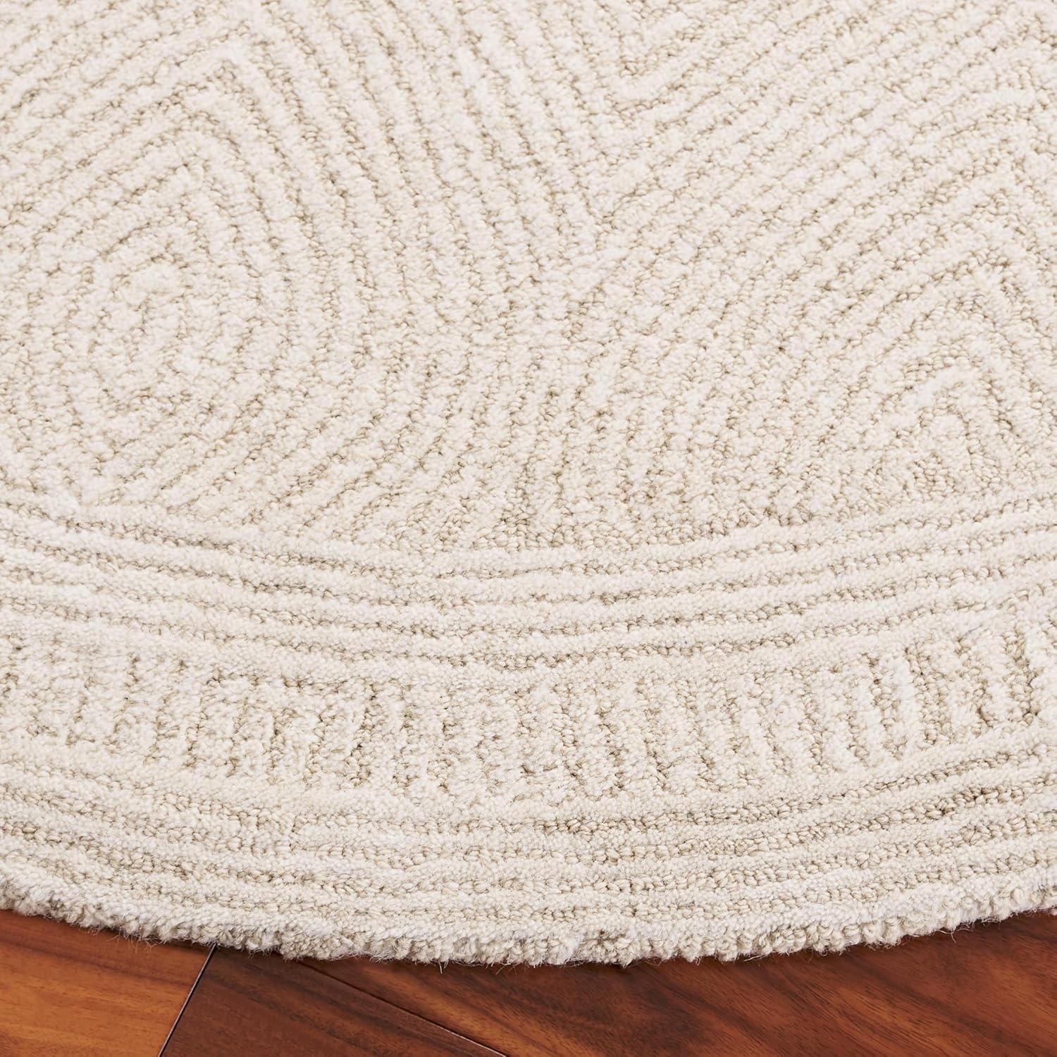 image:imageSAFAVIEH Abstract Collection Area Rug 10 Square Ivory amp Charcoal Handmade Wool Ideal for High Traffic Areas in Living Room Bedroom ABT340HIvoryBeige