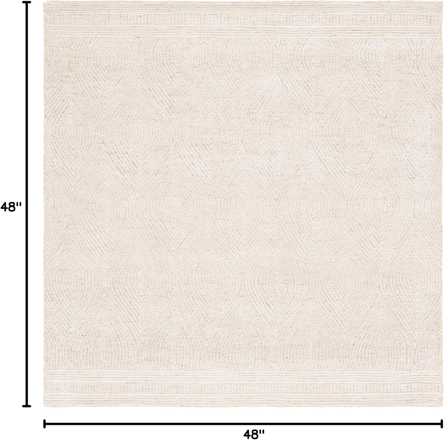 image:imageSAFAVIEH Abstract Collection Area Rug 10 Square Ivory amp Charcoal Handmade Wool Ideal for High Traffic Areas in Living Room Bedroom ABT340HIvoryBeige