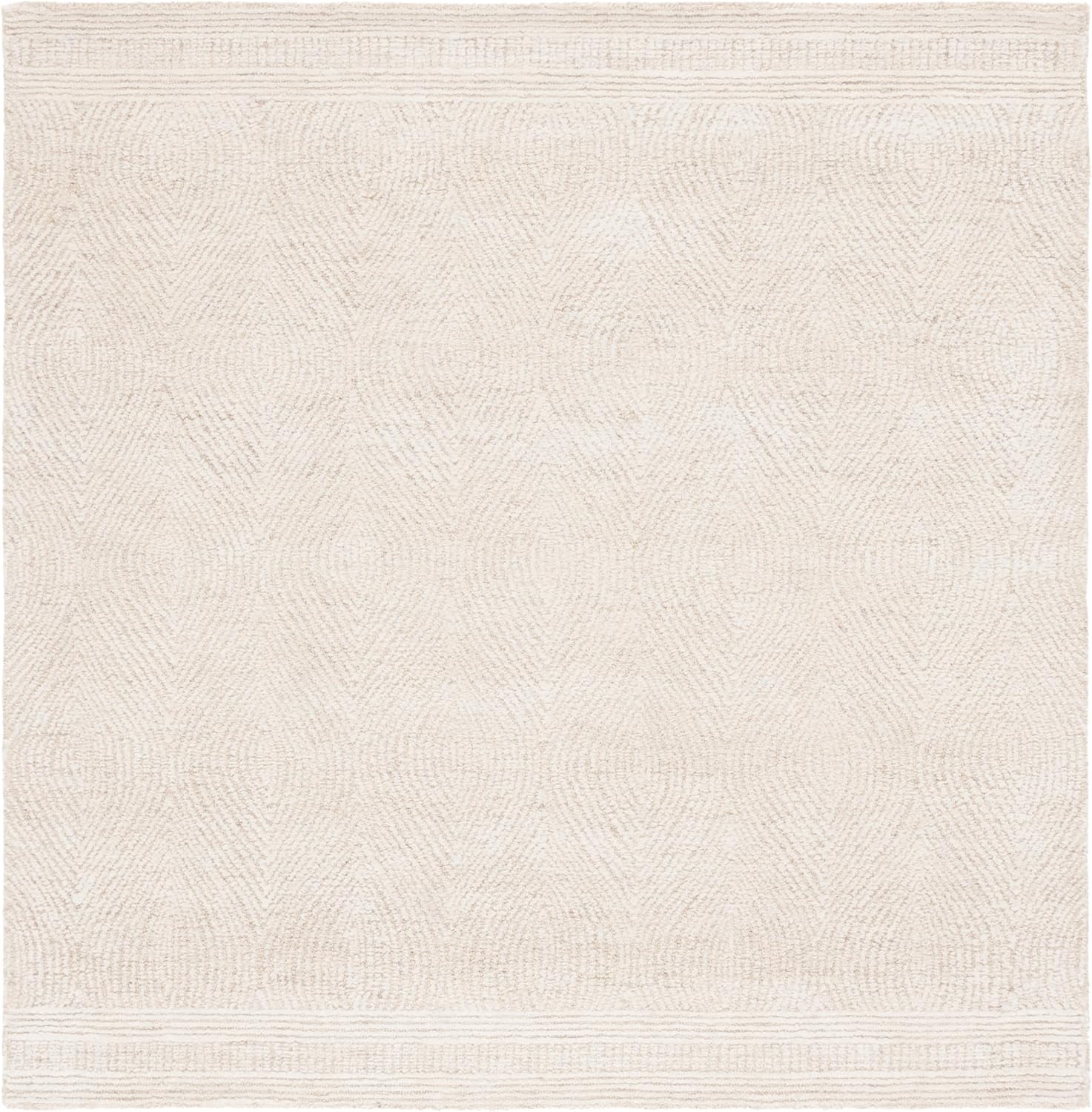 image:imageSAFAVIEH Abstract Collection Area Rug 10 Square Ivory amp Charcoal Handmade Wool Ideal for High Traffic Areas in Living Room Bedroom ABT340HIvoryBeige