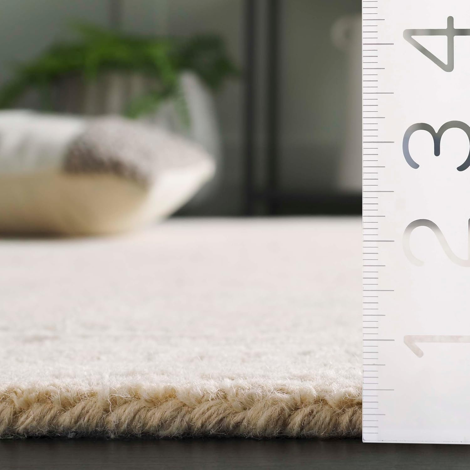 image:imageSAFAVIEH Abstract Collection Area Rug 10 Square Ivory amp Charcoal Handmade Wool Ideal for High Traffic Areas in Living Room Bedroom ABT340HIvoryBeige