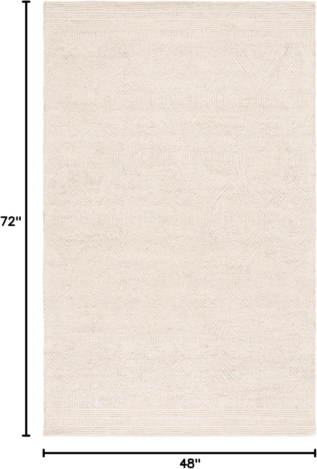 image:imageSAFAVIEH Abstract Collection Area Rug 10 Square Ivory amp Charcoal Handmade Wool Ideal for High Traffic Areas in Living Room Bedroom ABT340HIvoryBeige