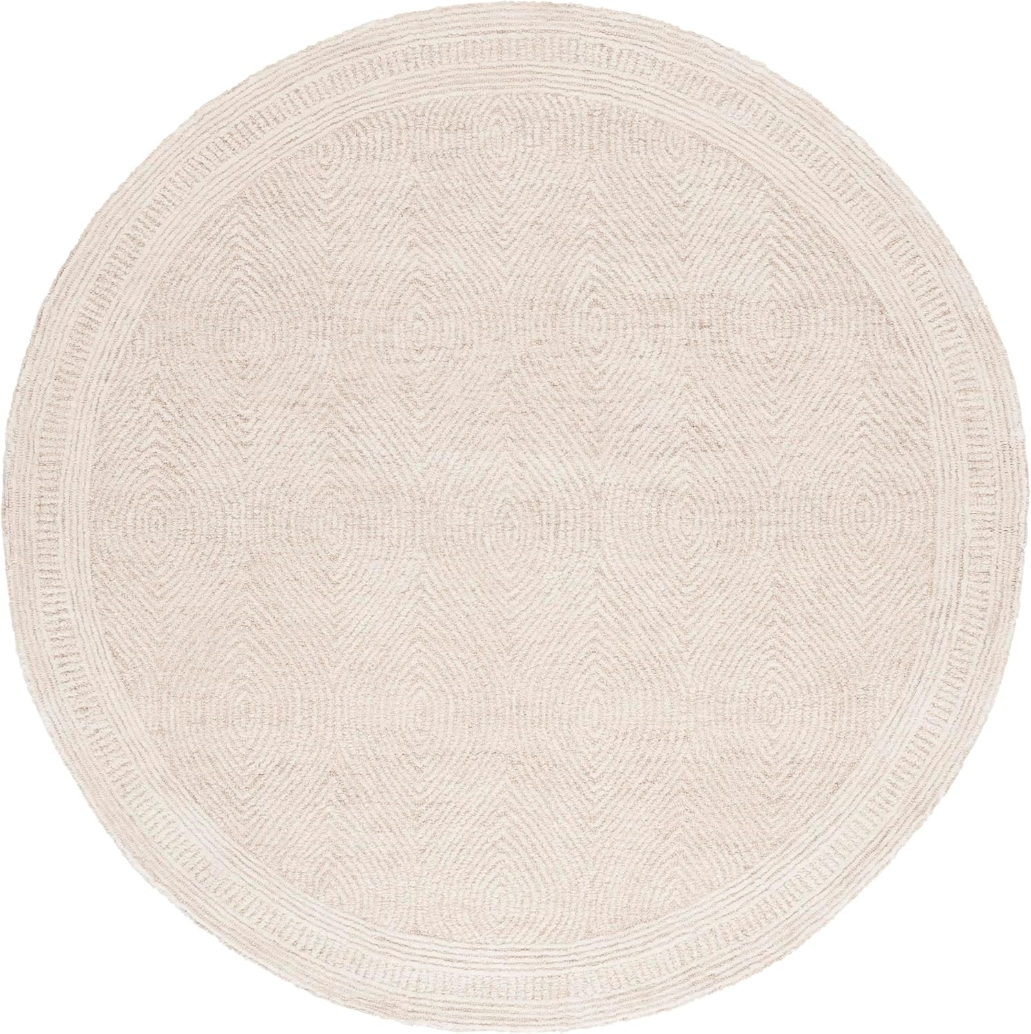 image:imageSAFAVIEH Abstract Collection Area Rug 10 Square Ivory amp Charcoal Handmade Wool Ideal for High Traffic Areas in Living Room Bedroom ABT340HIvoryBeige