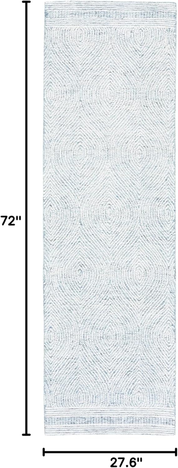 image:imageSAFAVIEH Abstract Collection Area Rug 10 Square Ivory amp Charcoal Handmade Wool Ideal for High Traffic Areas in Living Room Bedroom ABT340HIvoryBlue