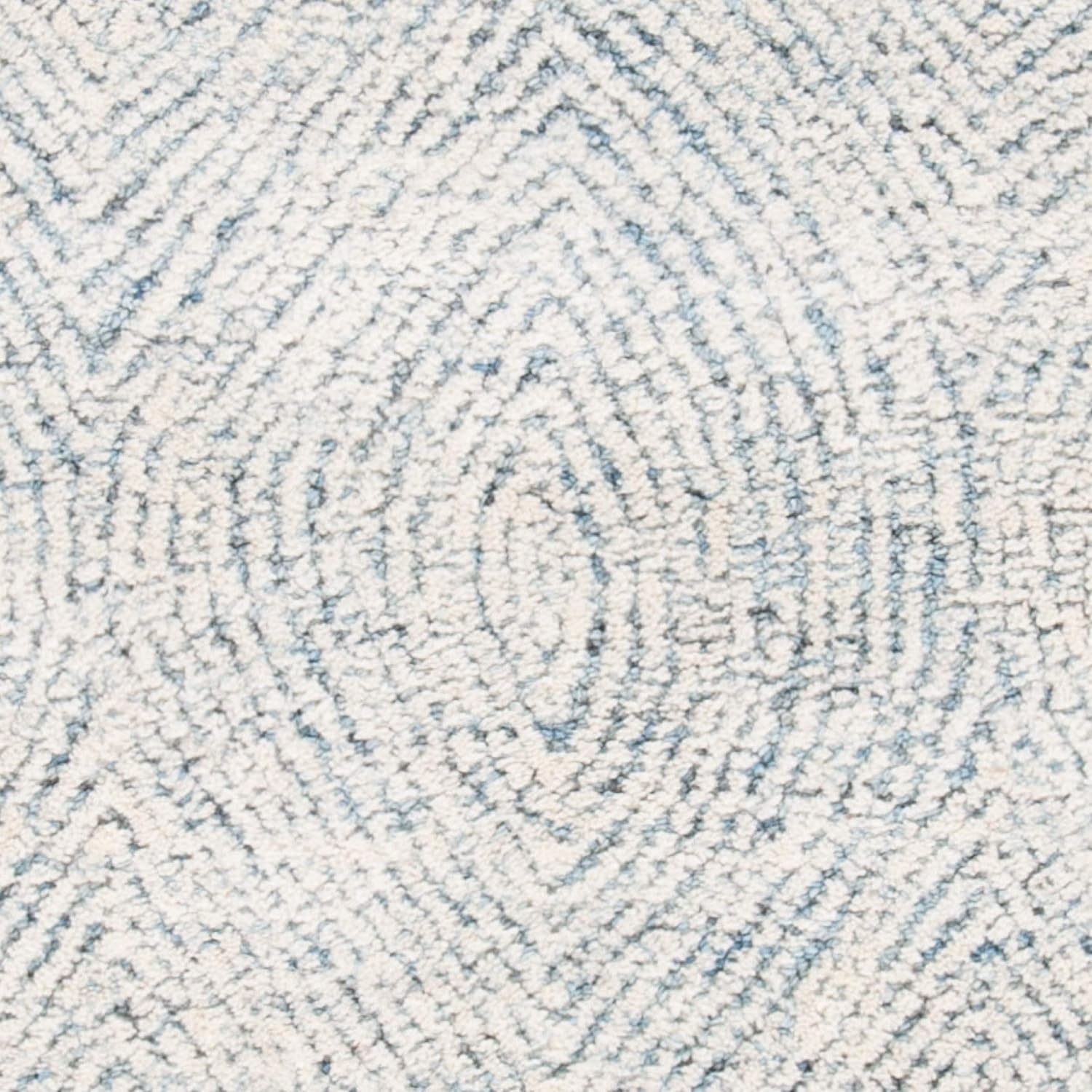 image:imageSAFAVIEH Abstract Collection Area Rug 10 Square Ivory amp Charcoal Handmade Wool Ideal for High Traffic Areas in Living Room Bedroom ABT340HIvoryBlue