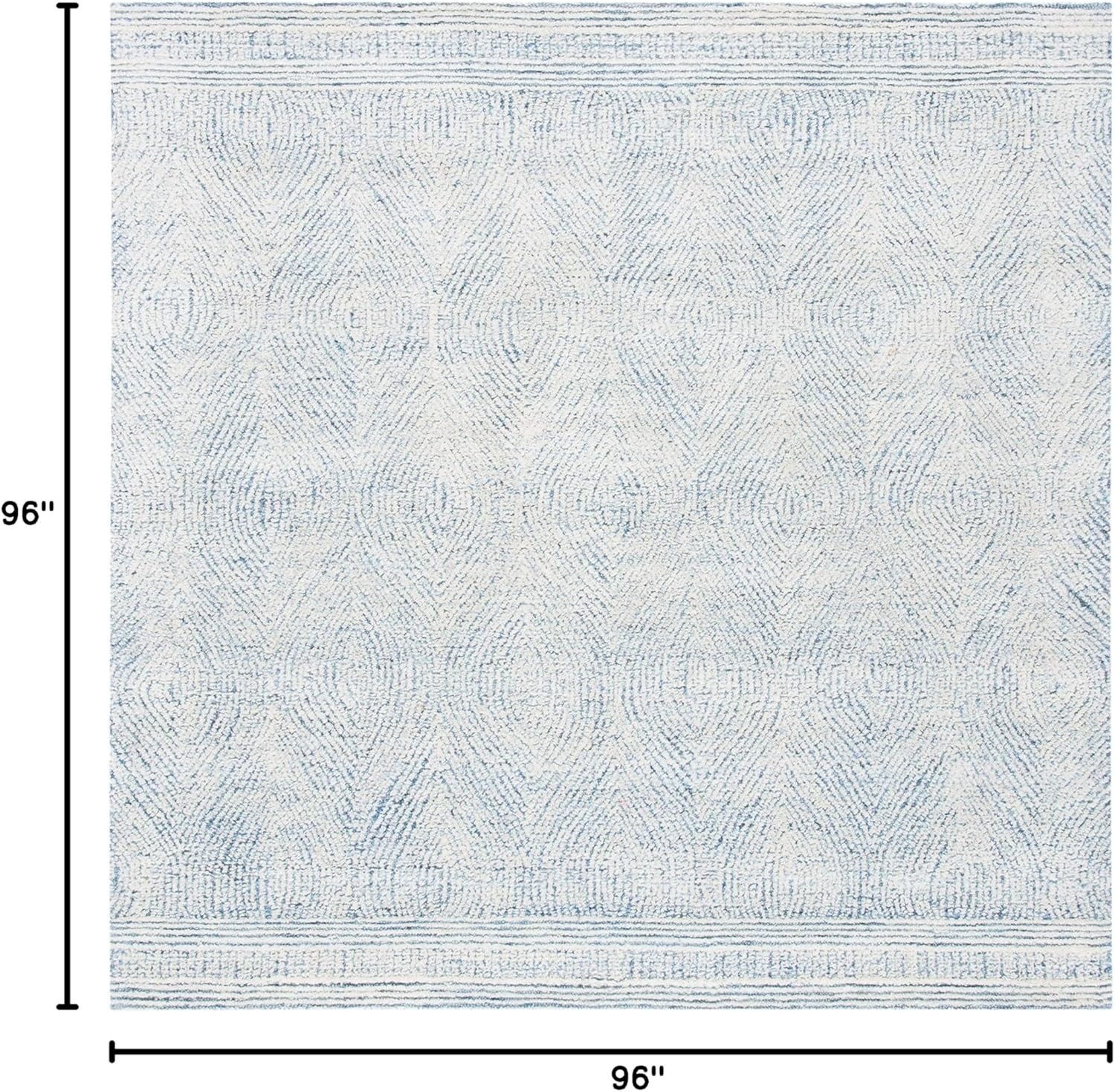 image:imageSAFAVIEH Abstract Collection Area Rug 10 Square Ivory amp Charcoal Handmade Wool Ideal for High Traffic Areas in Living Room Bedroom ABT340HIvoryBlue