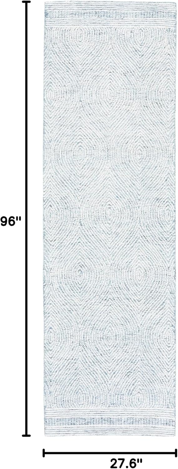 image:imageSAFAVIEH Abstract Collection Area Rug 10 Square Ivory amp Charcoal Handmade Wool Ideal for High Traffic Areas in Living Room Bedroom ABT340HIvoryBlue