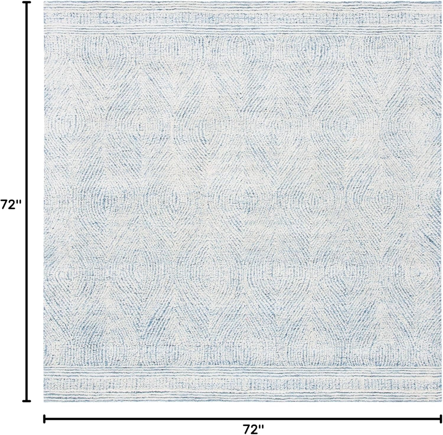 image:imageSAFAVIEH Abstract Collection Area Rug 10 Square Ivory amp Charcoal Handmade Wool Ideal for High Traffic Areas in Living Room Bedroom ABT340HIvoryBlue