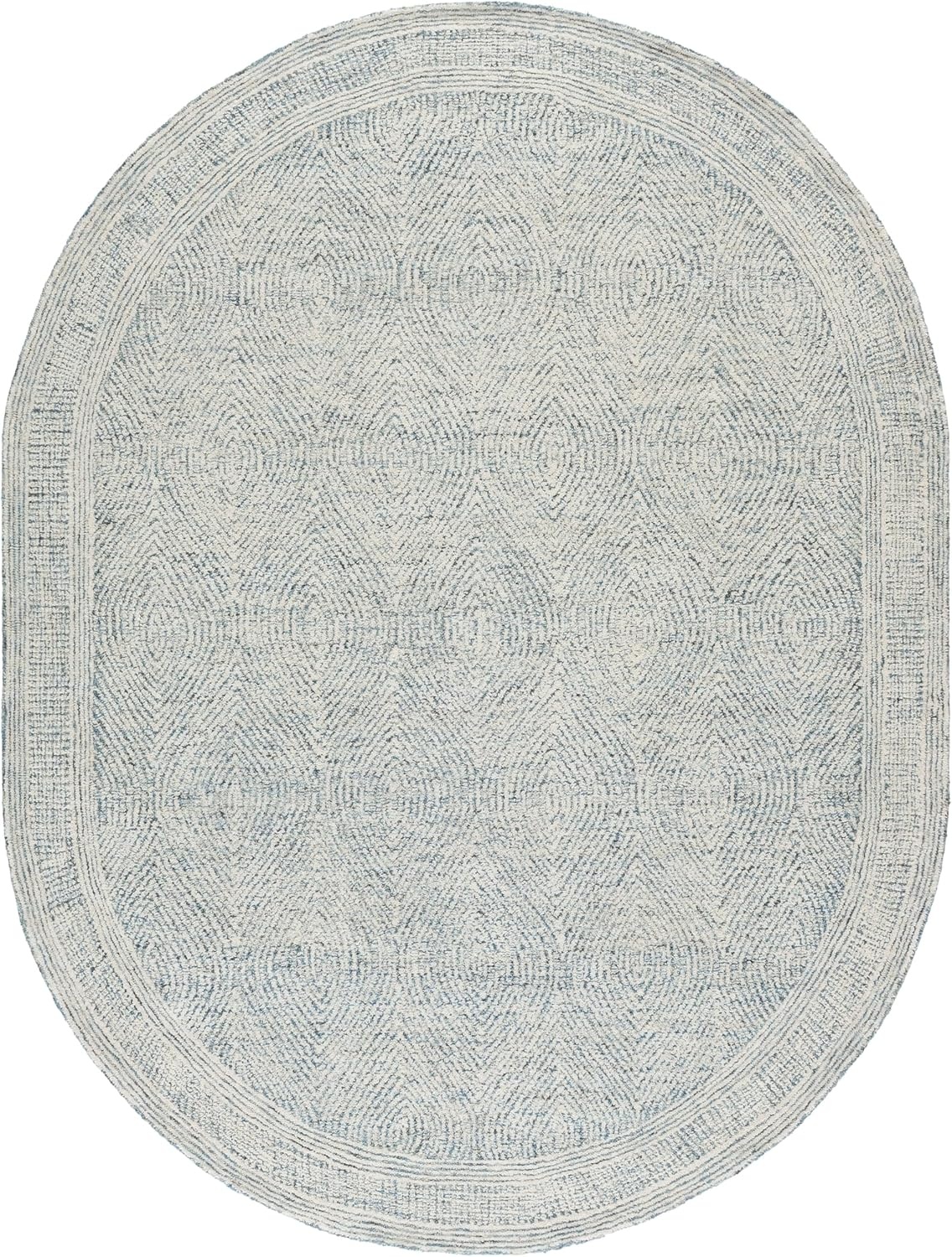 image:imageSAFAVIEH Abstract Collection Area Rug 10 Square Ivory amp Charcoal Handmade Wool Ideal for High Traffic Areas in Living Room Bedroom ABT340HIvoryBlue