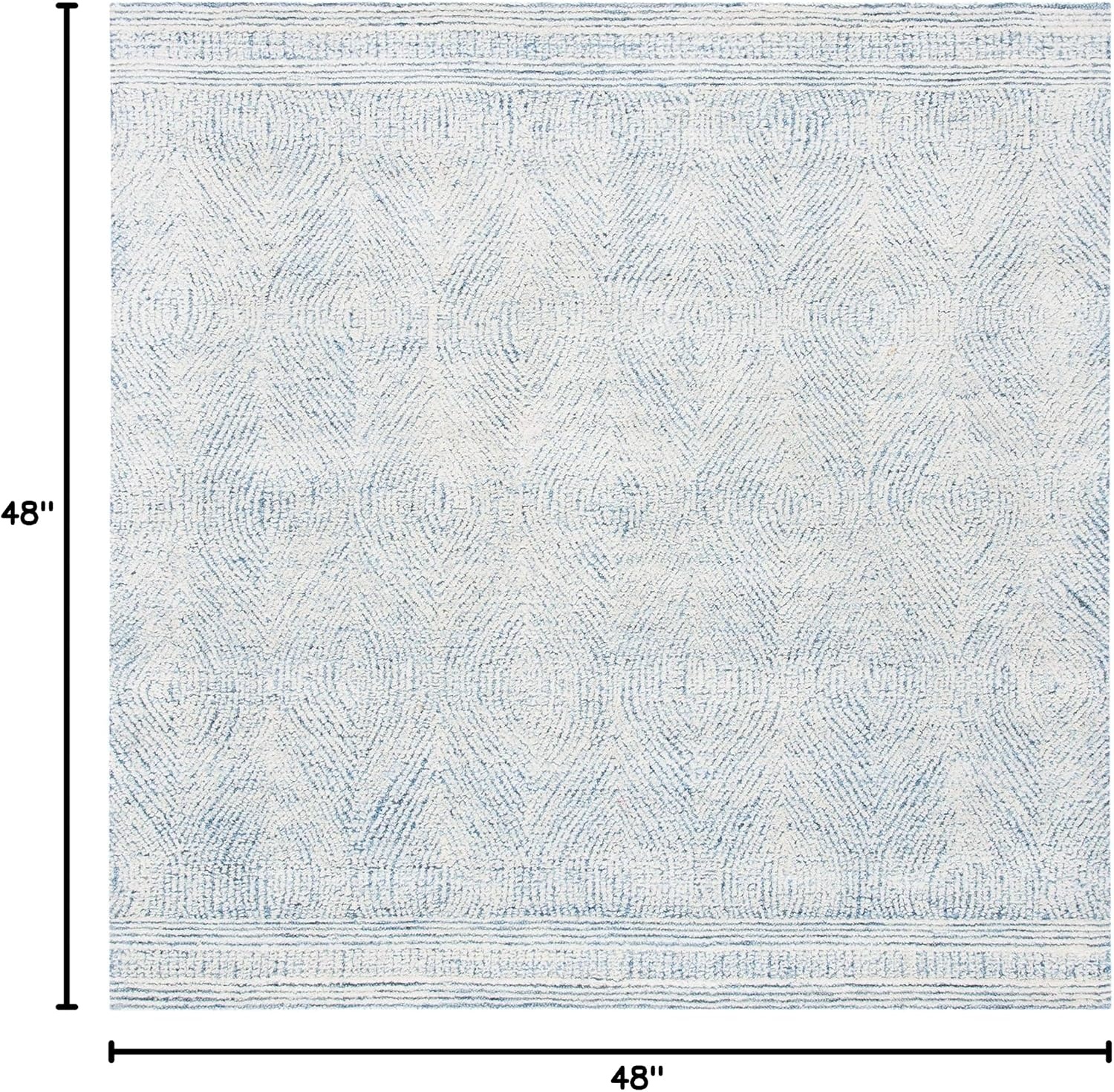 image:imageSAFAVIEH Abstract Collection Area Rug 10 Square Ivory amp Charcoal Handmade Wool Ideal for High Traffic Areas in Living Room Bedroom ABT340HIvoryBlue