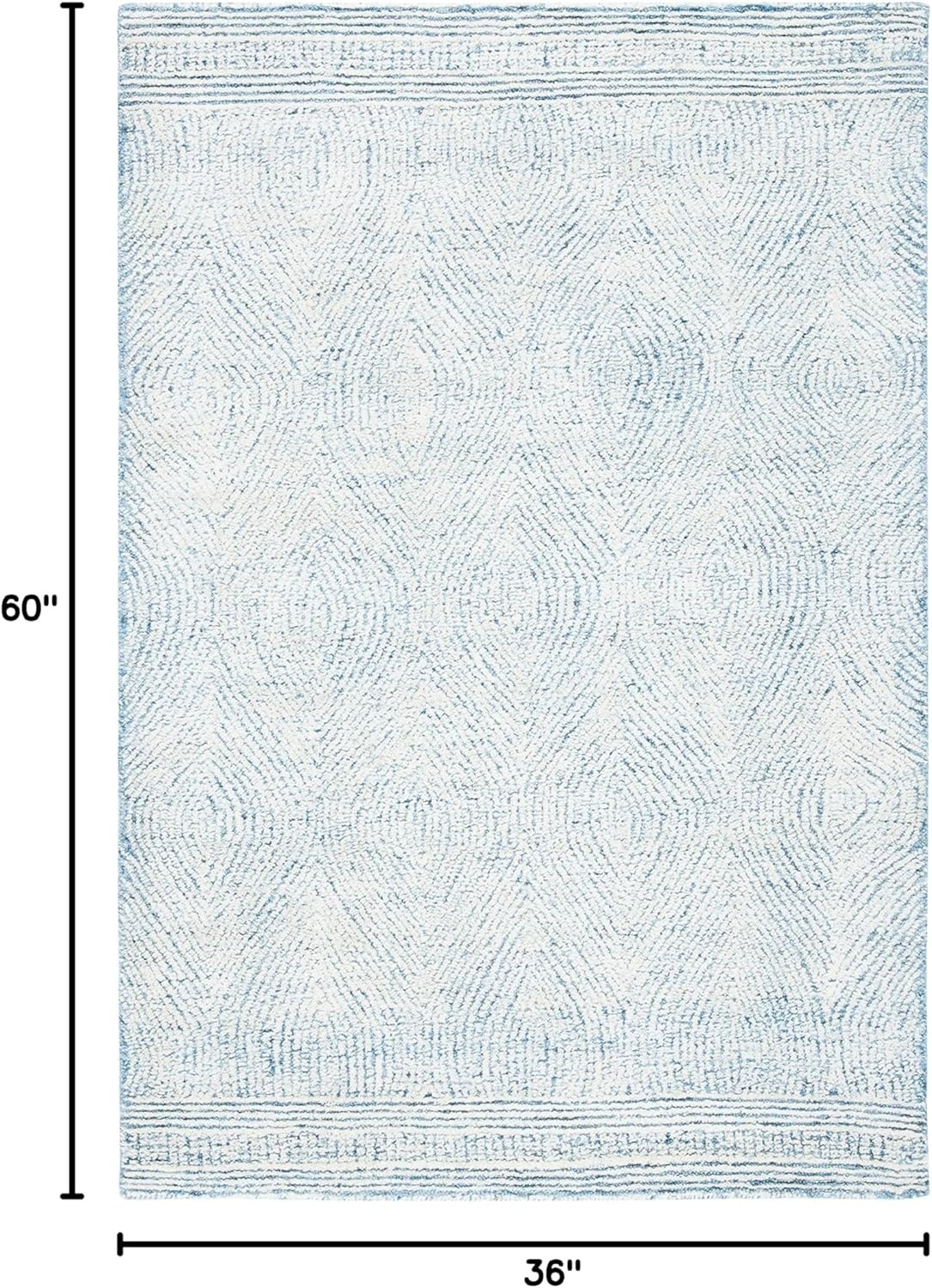 image:imageSAFAVIEH Abstract Collection Area Rug 10 Square Ivory amp Charcoal Handmade Wool Ideal for High Traffic Areas in Living Room Bedroom ABT340HIvoryBlue