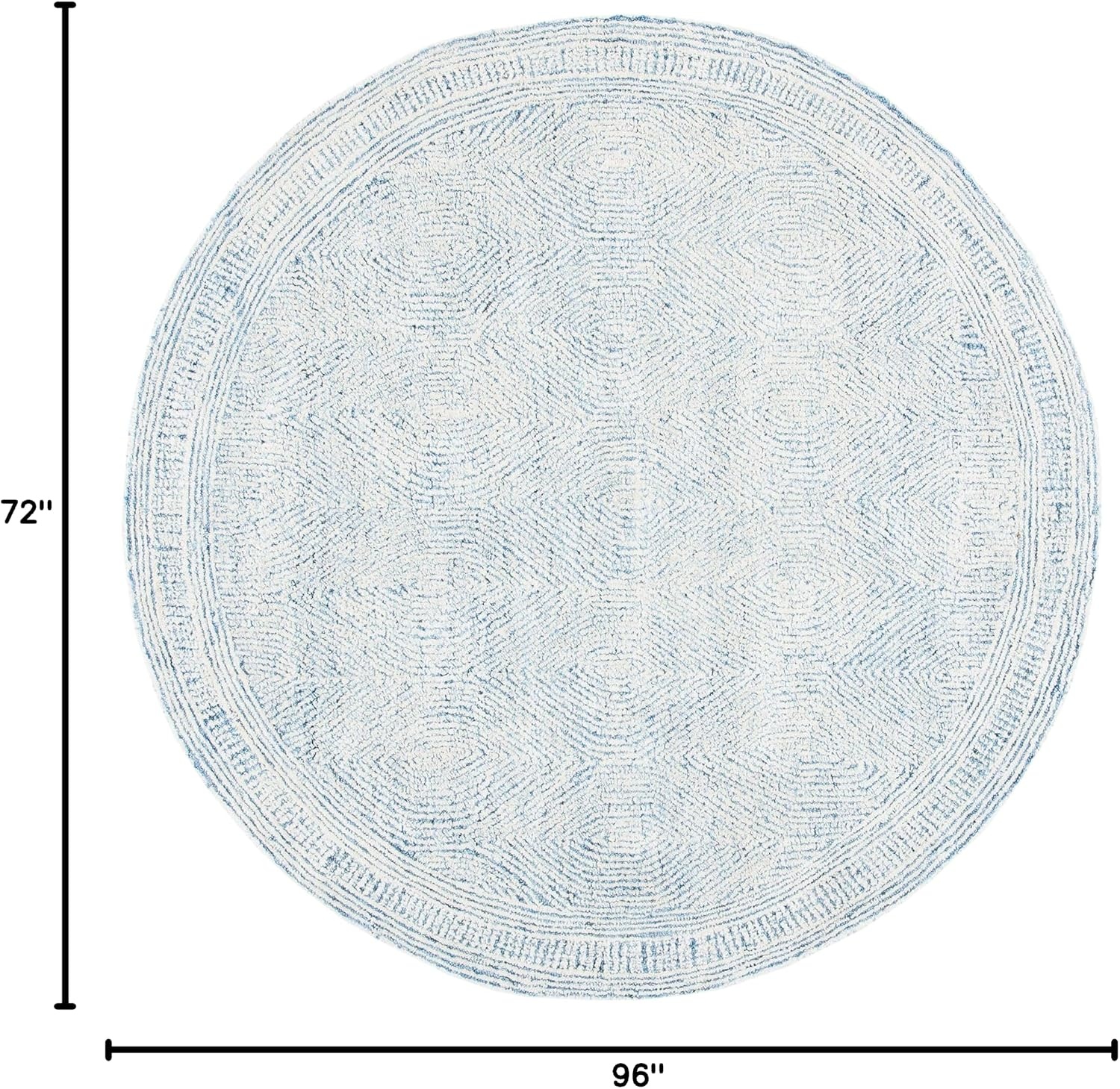 image:imageSAFAVIEH Abstract Collection Area Rug 10 Square Ivory amp Charcoal Handmade Wool Ideal for High Traffic Areas in Living Room Bedroom ABT340HIvoryBlue
