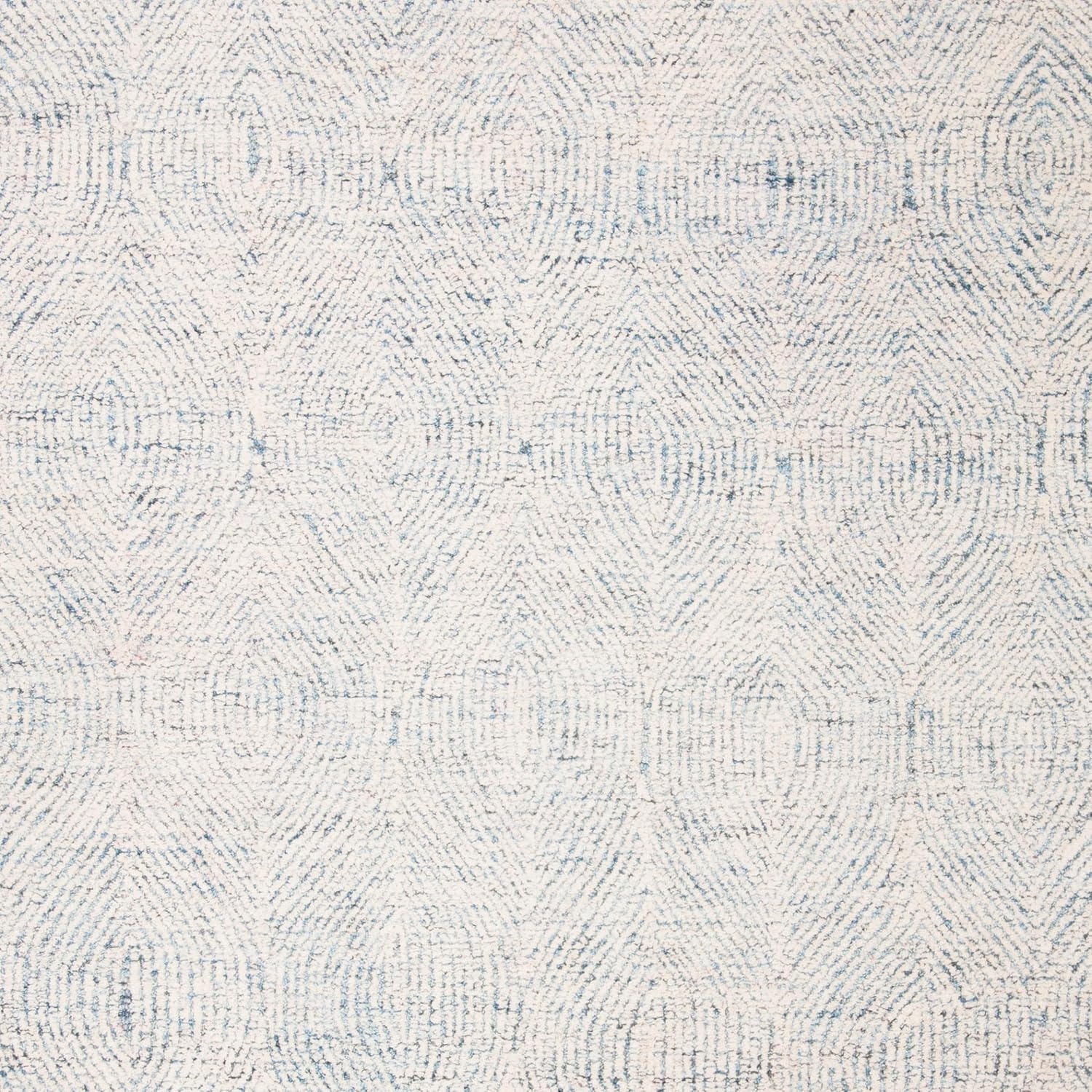 image:imageSAFAVIEH Abstract Collection Area Rug 10 Square Ivory amp Charcoal Handmade Wool Ideal for High Traffic Areas in Living Room Bedroom ABT340HIvoryBlue