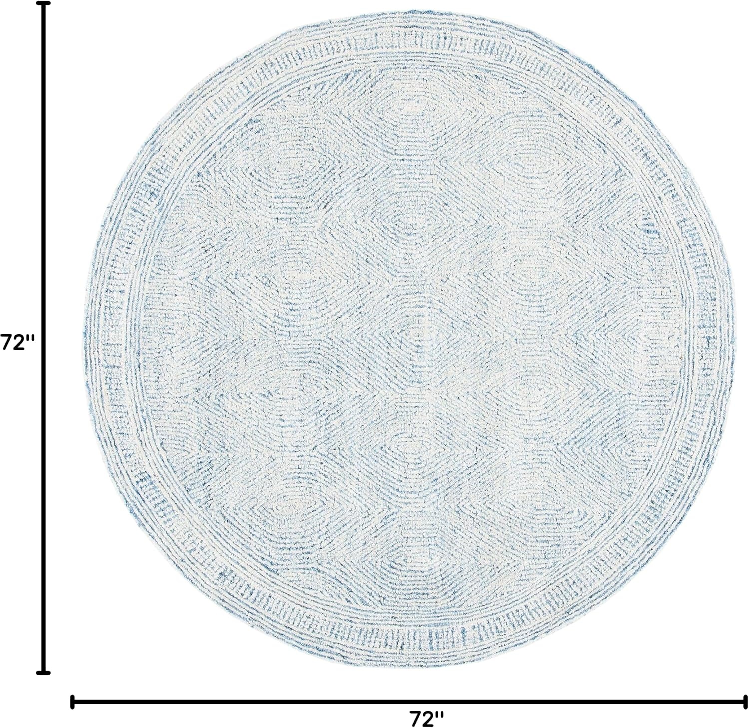 image:imageSAFAVIEH Abstract Collection Area Rug 10 Square Ivory amp Charcoal Handmade Wool Ideal for High Traffic Areas in Living Room Bedroom ABT340HIvoryBlue