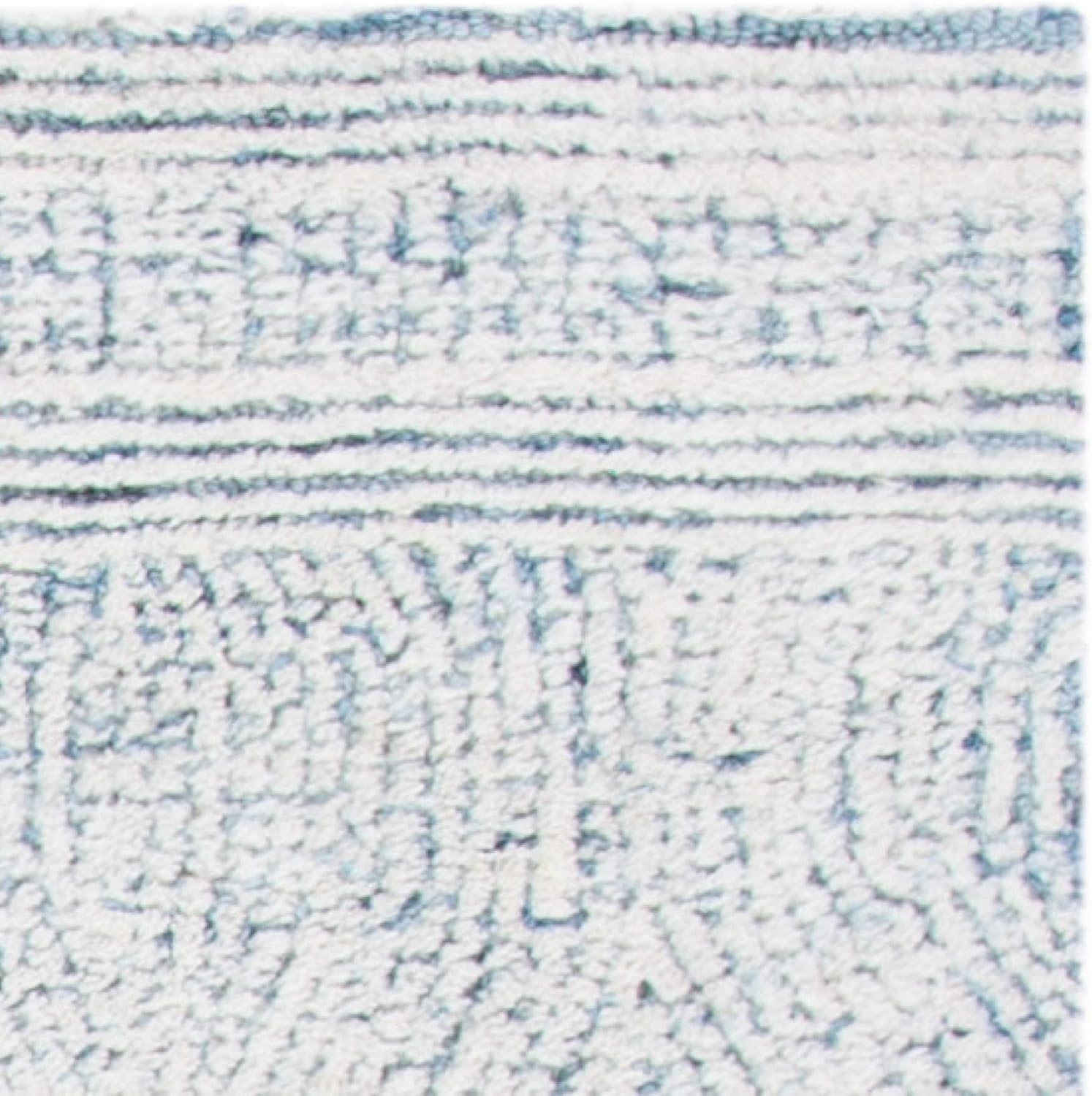 image:imageSAFAVIEH Abstract Collection Area Rug 10 Square Ivory amp Charcoal Handmade Wool Ideal for High Traffic Areas in Living Room Bedroom ABT340HIvoryBlue