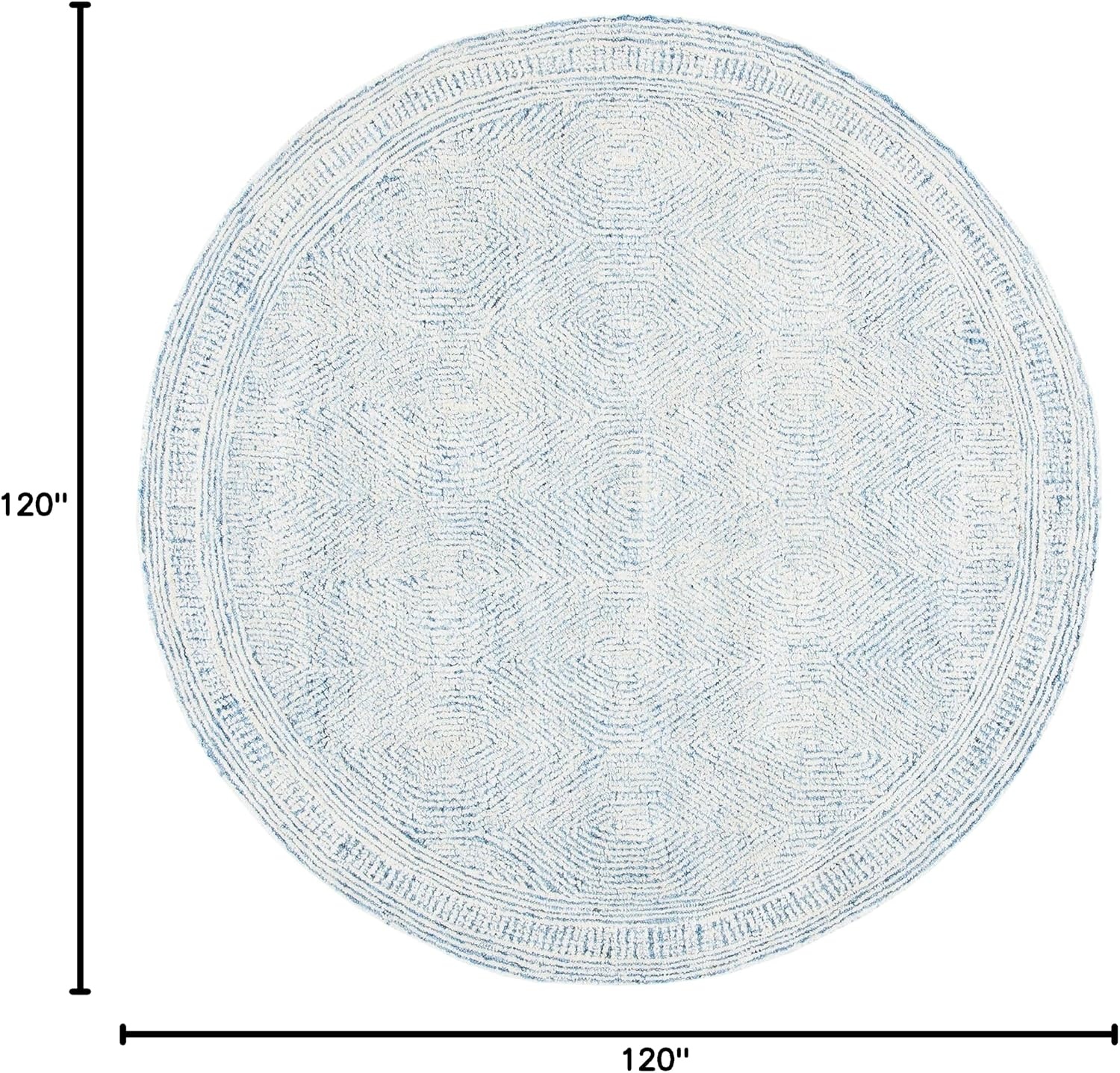 image:imageSAFAVIEH Abstract Collection Area Rug 10 Square Ivory amp Charcoal Handmade Wool Ideal for High Traffic Areas in Living Room Bedroom ABT340HIvoryBlue