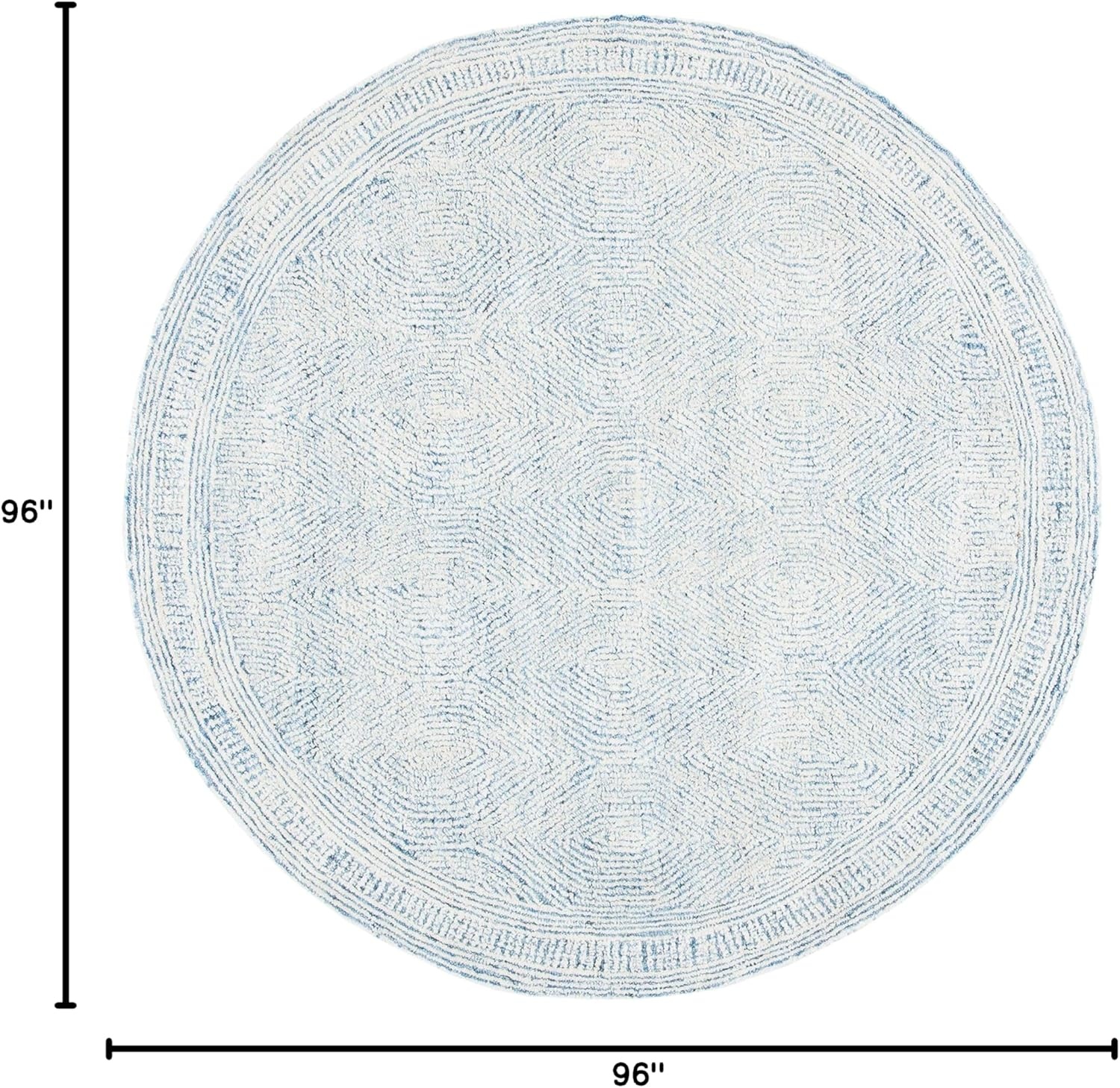 image:imageSAFAVIEH Abstract Collection Area Rug 10 Square Ivory amp Charcoal Handmade Wool Ideal for High Traffic Areas in Living Room Bedroom ABT340HIvoryBlue