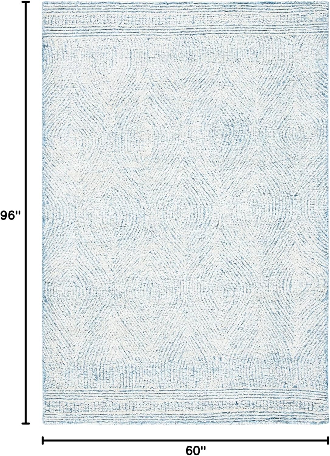image:imageSAFAVIEH Abstract Collection Area Rug 10 Square Ivory amp Charcoal Handmade Wool Ideal for High Traffic Areas in Living Room Bedroom ABT340HIvoryBlue