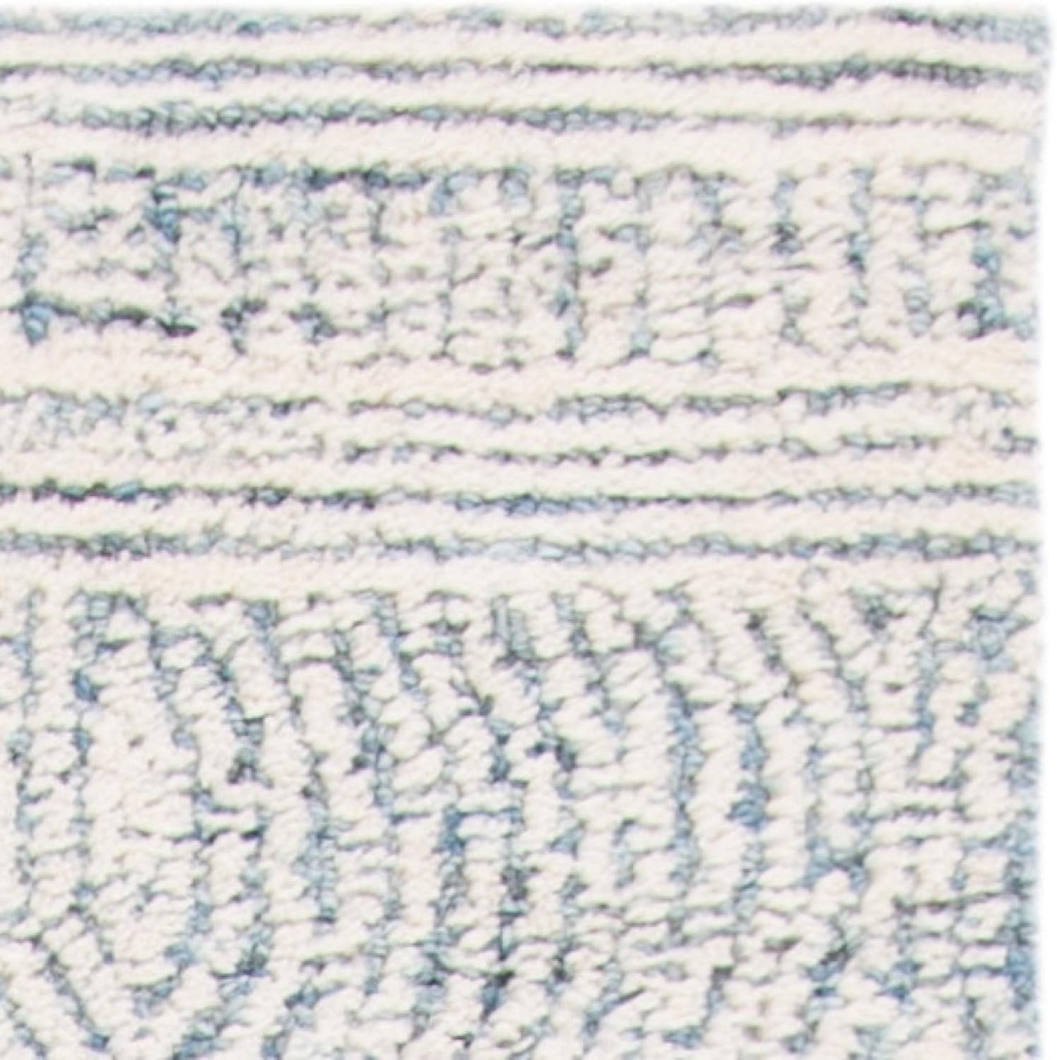 image:imageSAFAVIEH Abstract Collection Area Rug 10 Square Ivory amp Charcoal Handmade Wool Ideal for High Traffic Areas in Living Room Bedroom ABT340HIvoryBlue