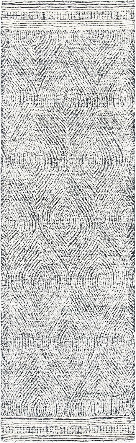 image:imageSAFAVIEH Abstract Collection Area Rug 10 Square Ivory amp Charcoal Handmade Wool Ideal for High Traffic Areas in Living Room Bedroom ABT340HIvoryCharcoal