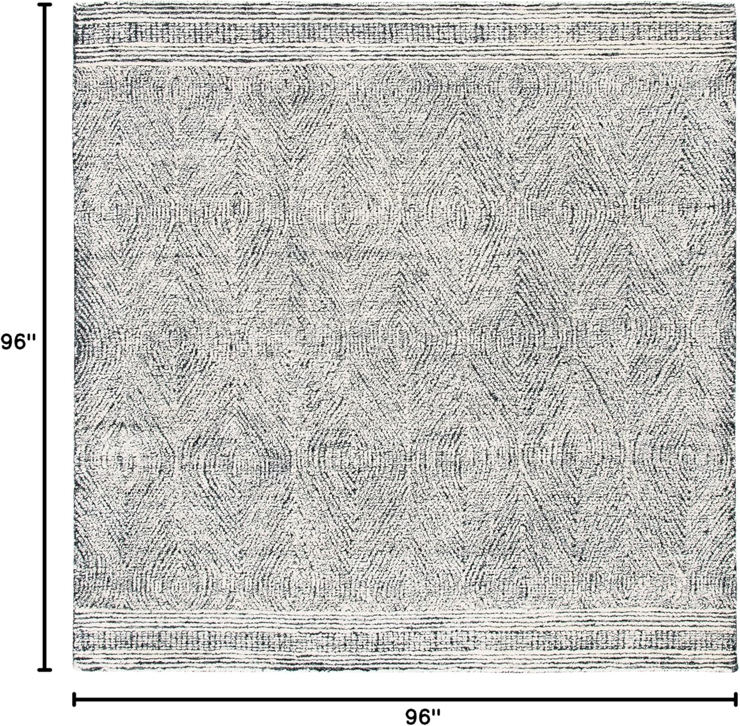 image:imageSAFAVIEH Abstract Collection Area Rug 10 Square Ivory amp Charcoal Handmade Wool Ideal for High Traffic Areas in Living Room Bedroom ABT340HIvoryCharcoal