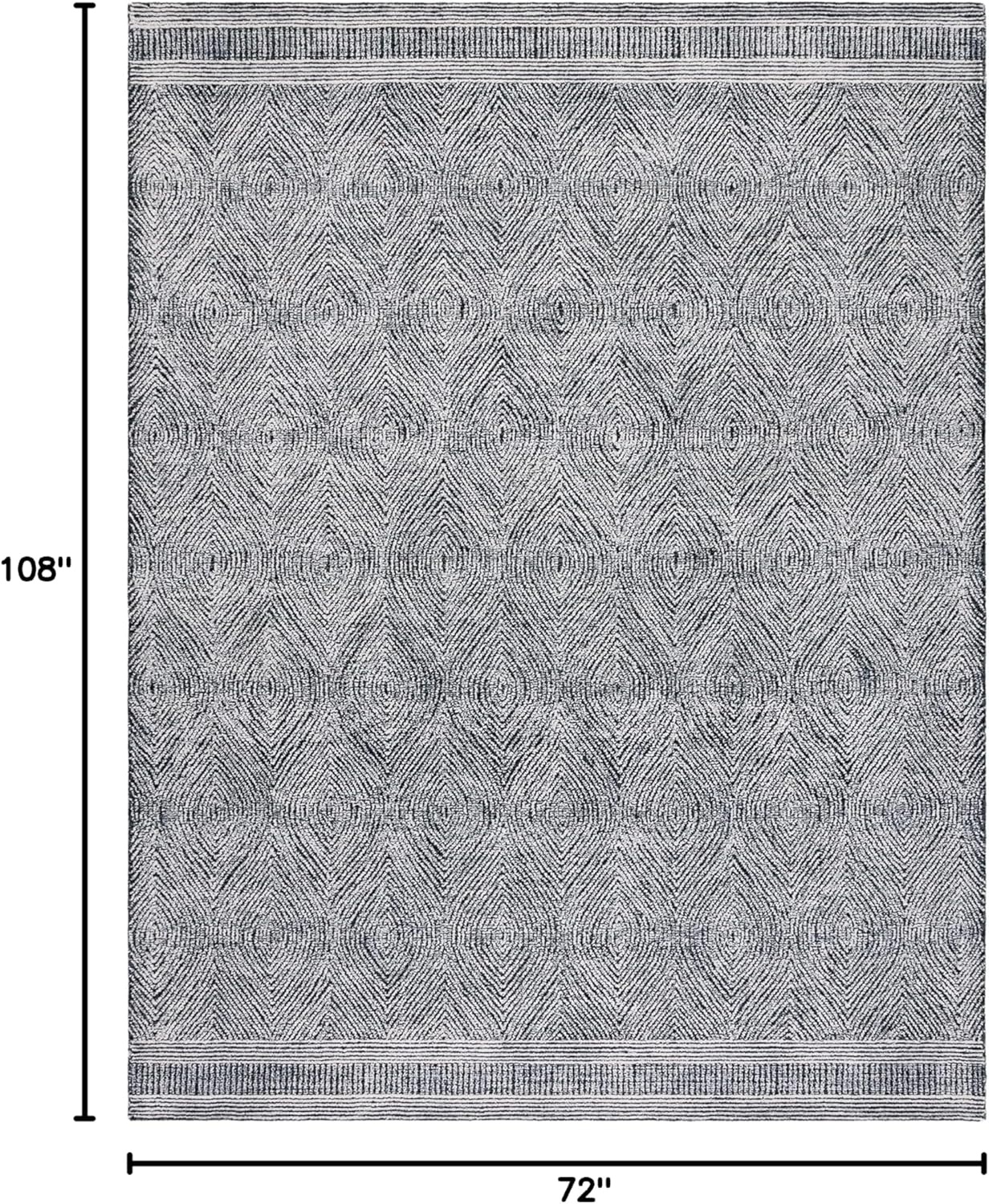 image:imageSAFAVIEH Abstract Collection Area Rug 10 Square Ivory amp Charcoal Handmade Wool Ideal for High Traffic Areas in Living Room Bedroom ABT340HIvoryCharcoal