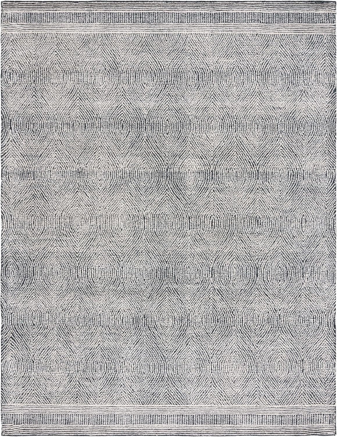 image:imageSAFAVIEH Abstract Collection Area Rug 10 Square Ivory amp Charcoal Handmade Wool Ideal for High Traffic Areas in Living Room Bedroom ABT340HIvoryCharcoal