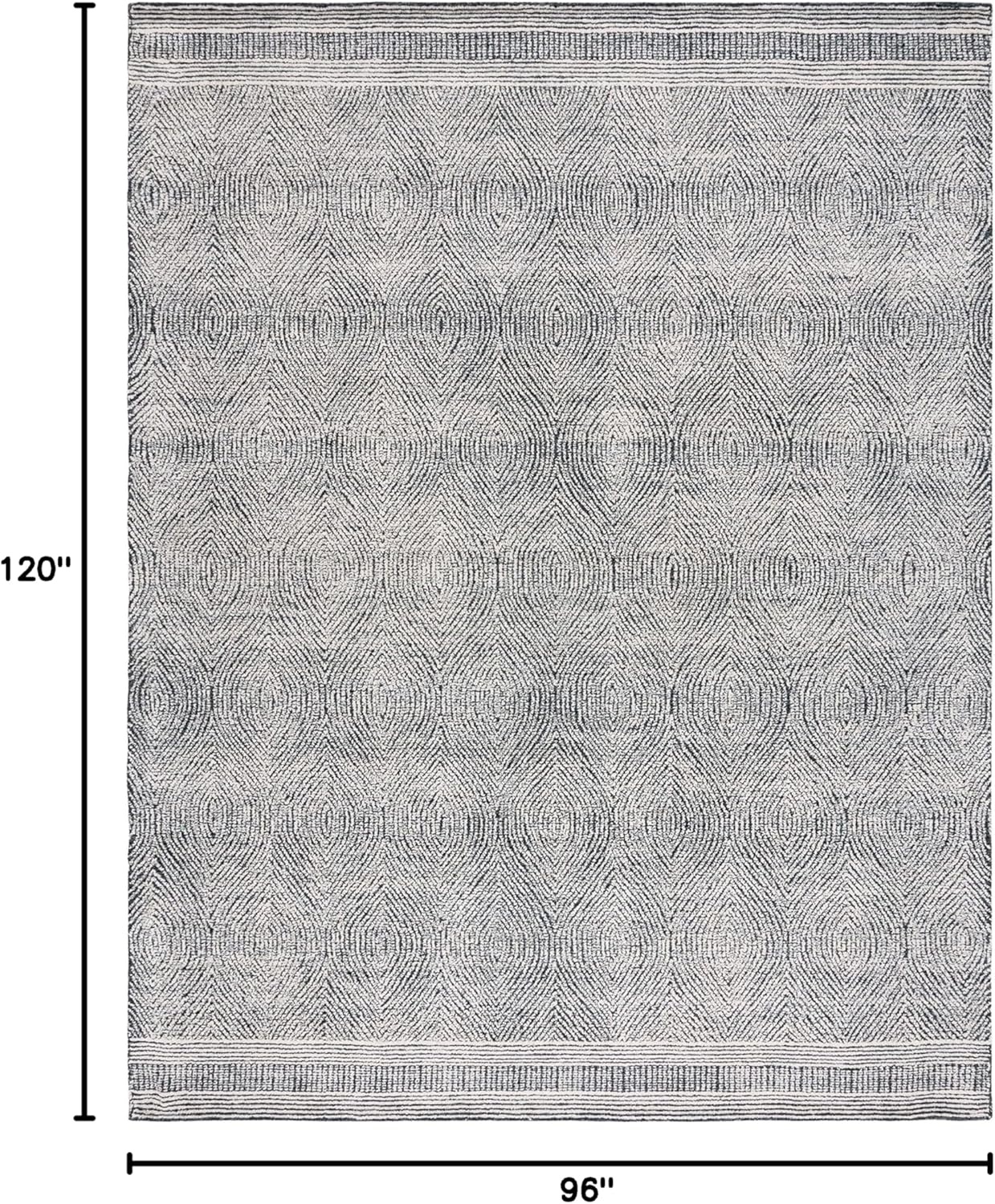 image:imageSAFAVIEH Abstract Collection Area Rug 10 Square Ivory amp Charcoal Handmade Wool Ideal for High Traffic Areas in Living Room Bedroom ABT340HIvoryCharcoal