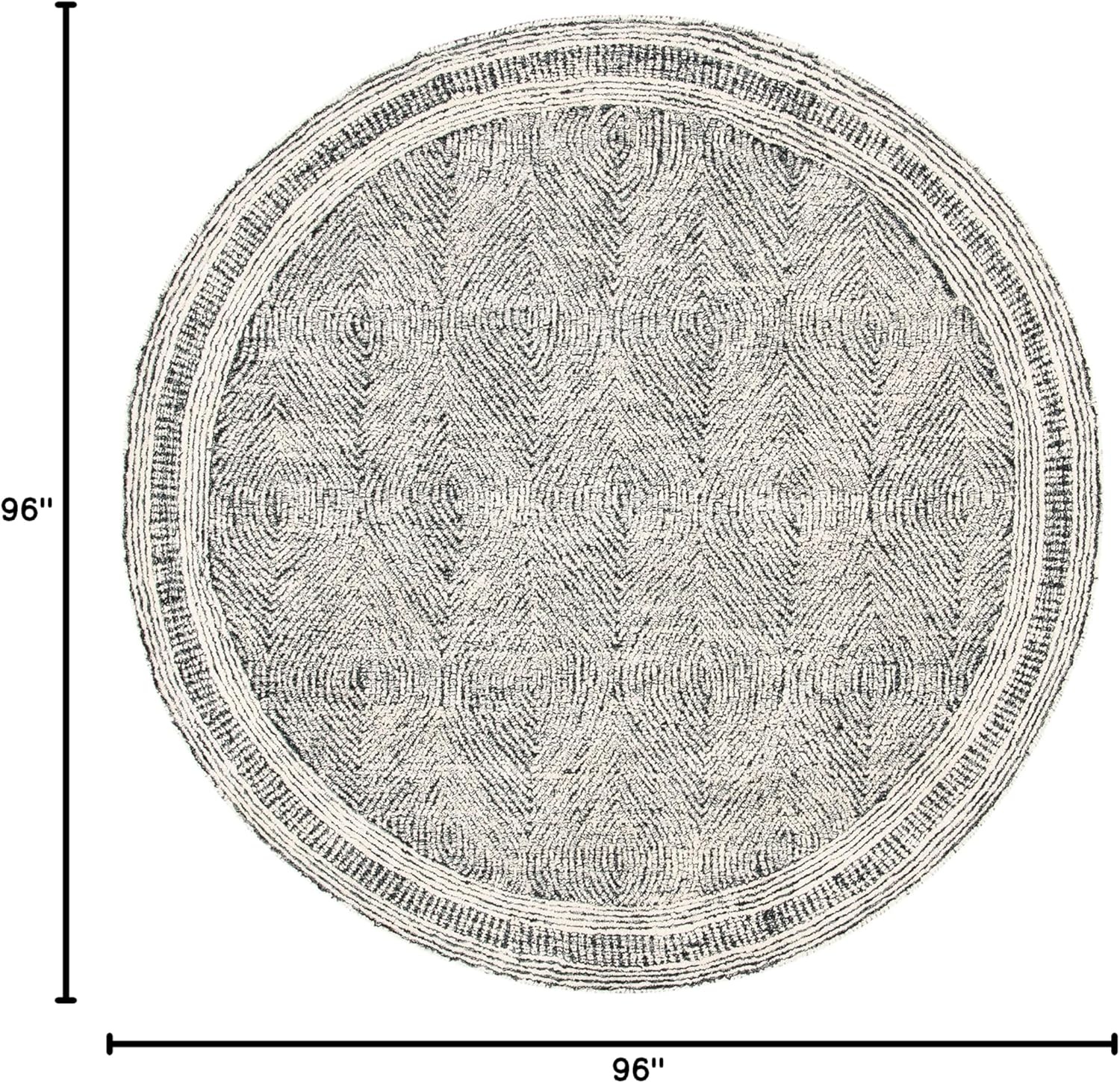 image:imageSAFAVIEH Abstract Collection Area Rug 10 Square Ivory amp Charcoal Handmade Wool Ideal for High Traffic Areas in Living Room Bedroom ABT340HIvoryCharcoal