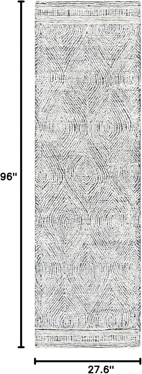 image:imageSAFAVIEH Abstract Collection Area Rug 10 Square Ivory amp Charcoal Handmade Wool Ideal for High Traffic Areas in Living Room Bedroom ABT340HIvoryCharcoal