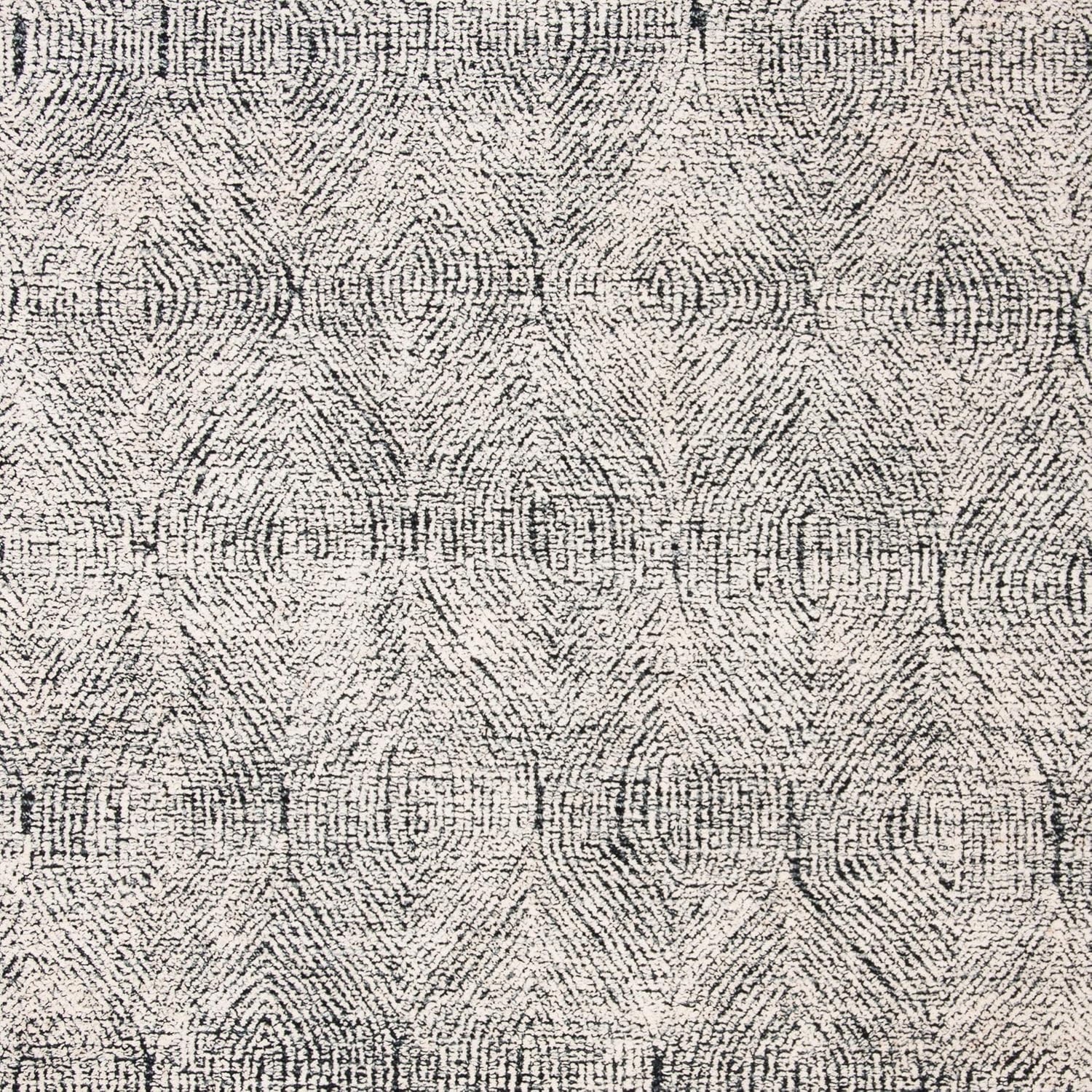 image:imageSAFAVIEH Abstract Collection Area Rug 10 Square Ivory amp Charcoal Handmade Wool Ideal for High Traffic Areas in Living Room Bedroom ABT340HIvoryCharcoal