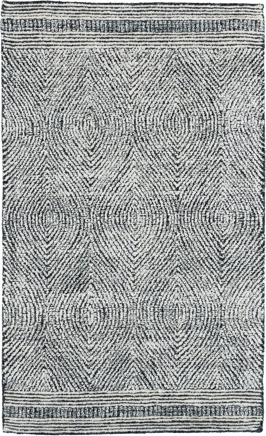 image:imageSAFAVIEH Abstract Collection Area Rug 10 Square Ivory amp Charcoal Handmade Wool Ideal for High Traffic Areas in Living Room Bedroom ABT340HIvoryCharcoal