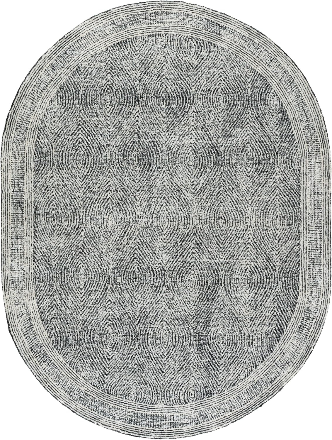 image:imageSAFAVIEH Abstract Collection Area Rug 10 Square Ivory amp Charcoal Handmade Wool Ideal for High Traffic Areas in Living Room Bedroom ABT340HIvoryCharcoal