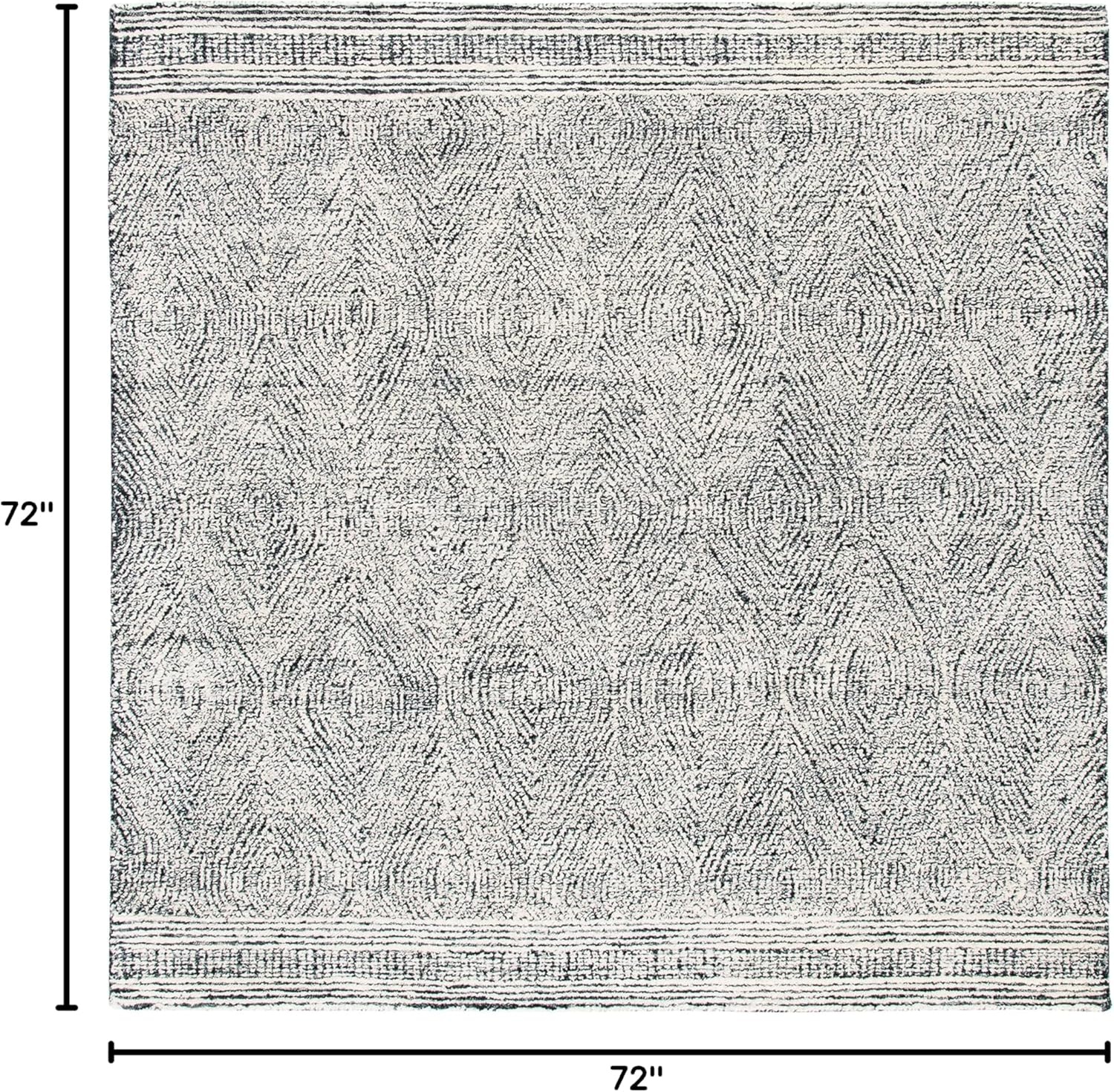 image:imageSAFAVIEH Abstract Collection Area Rug 10 Square Ivory amp Charcoal Handmade Wool Ideal for High Traffic Areas in Living Room Bedroom ABT340HIvoryCharcoal