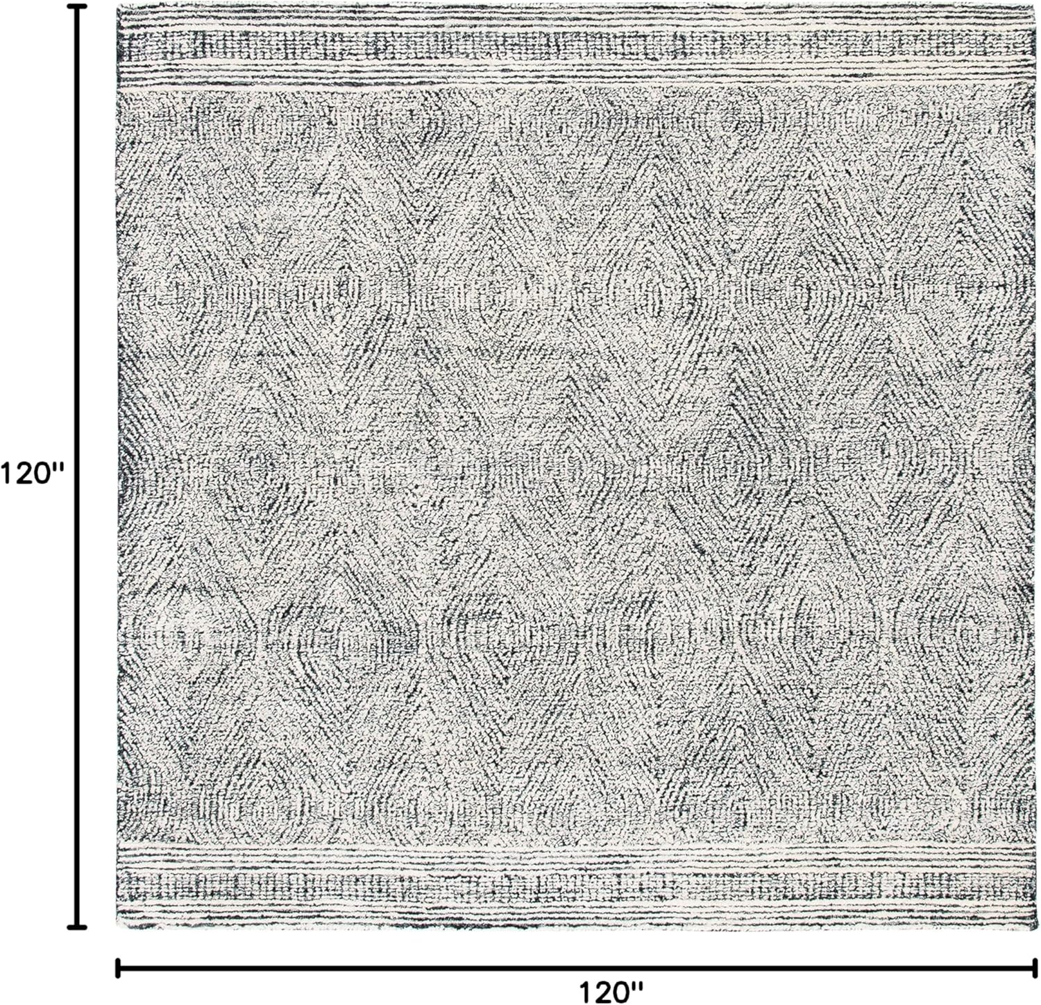image:imageSAFAVIEH Abstract Collection Area Rug 10 Square Ivory amp Charcoal Handmade Wool Ideal for High Traffic Areas in Living Room Bedroom ABT340HIvoryCharcoal
