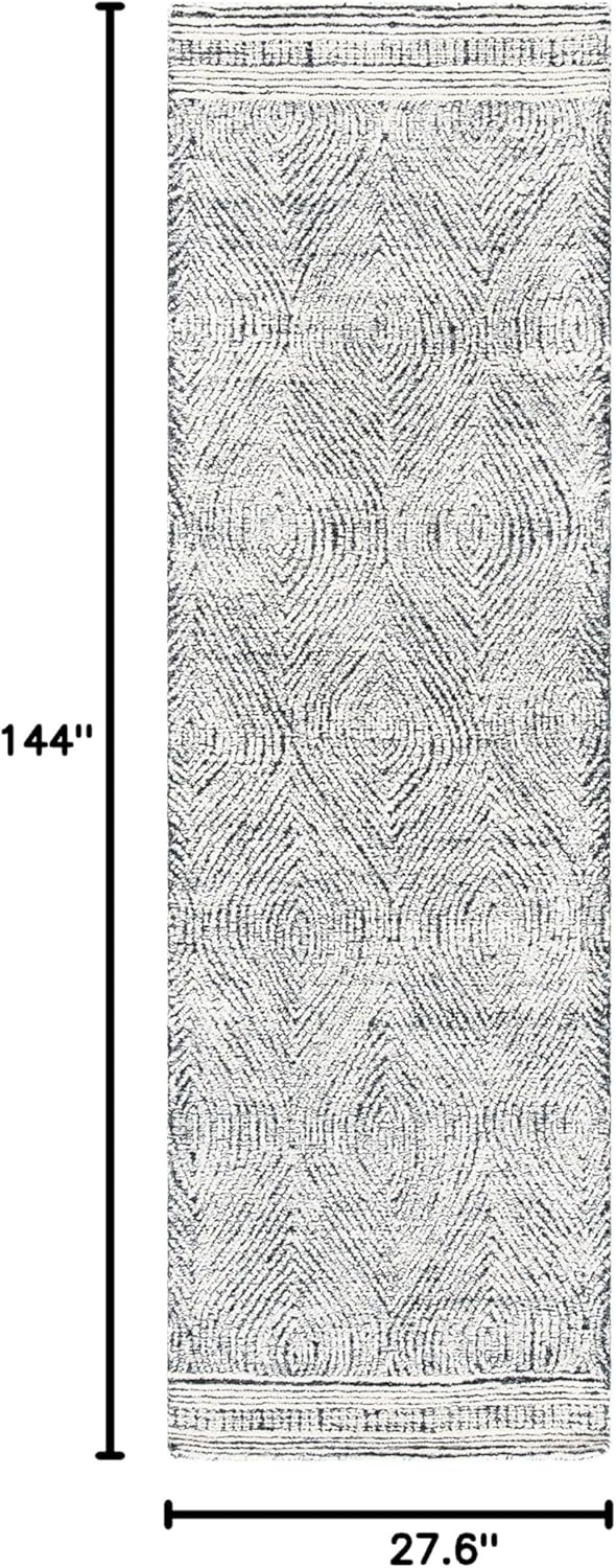 image:imageSAFAVIEH Abstract Collection Area Rug 10 Square Ivory amp Charcoal Handmade Wool Ideal for High Traffic Areas in Living Room Bedroom ABT340HIvoryCharcoal