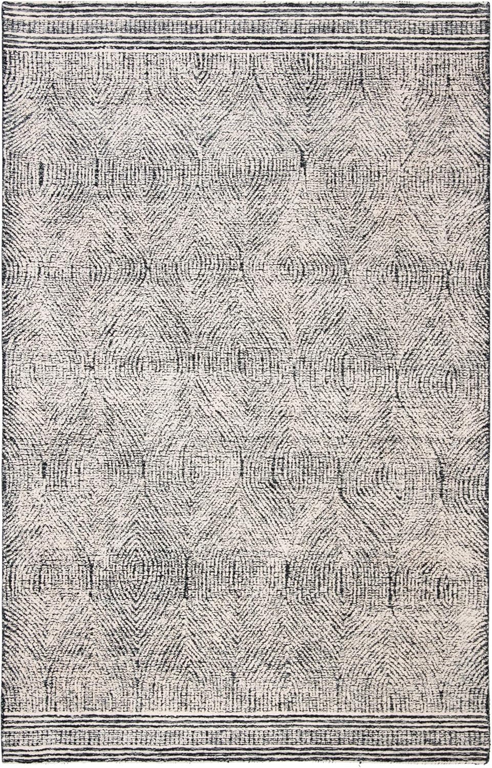 image:imageSAFAVIEH Abstract Collection Area Rug 10 Square Ivory amp Charcoal Handmade Wool Ideal for High Traffic Areas in Living Room Bedroom ABT340HIvoryCharcoal