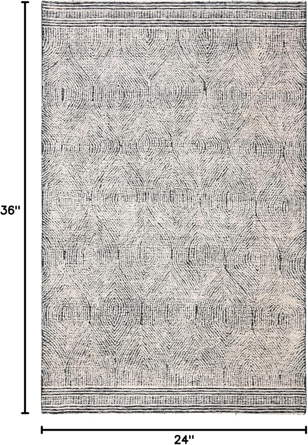 image:imageSAFAVIEH Abstract Collection Area Rug 10 Square Ivory amp Charcoal Handmade Wool Ideal for High Traffic Areas in Living Room Bedroom ABT340HIvoryCharcoal