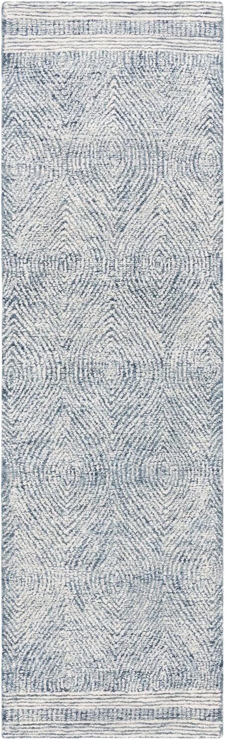 image:imageSAFAVIEH Abstract Collection Area Rug 10 Square Ivory amp Charcoal Handmade Wool Ideal for High Traffic Areas in Living Room Bedroom ABT340HIvoryNavy