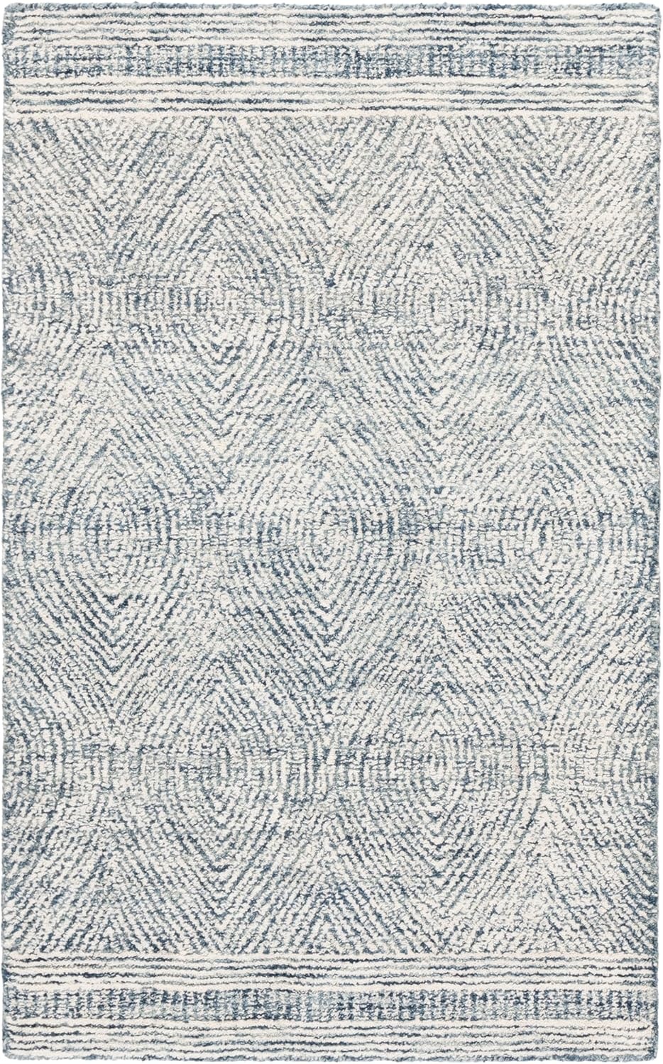 image:imageSAFAVIEH Abstract Collection Area Rug 10 Square Ivory amp Charcoal Handmade Wool Ideal for High Traffic Areas in Living Room Bedroom ABT340HIvoryNavy