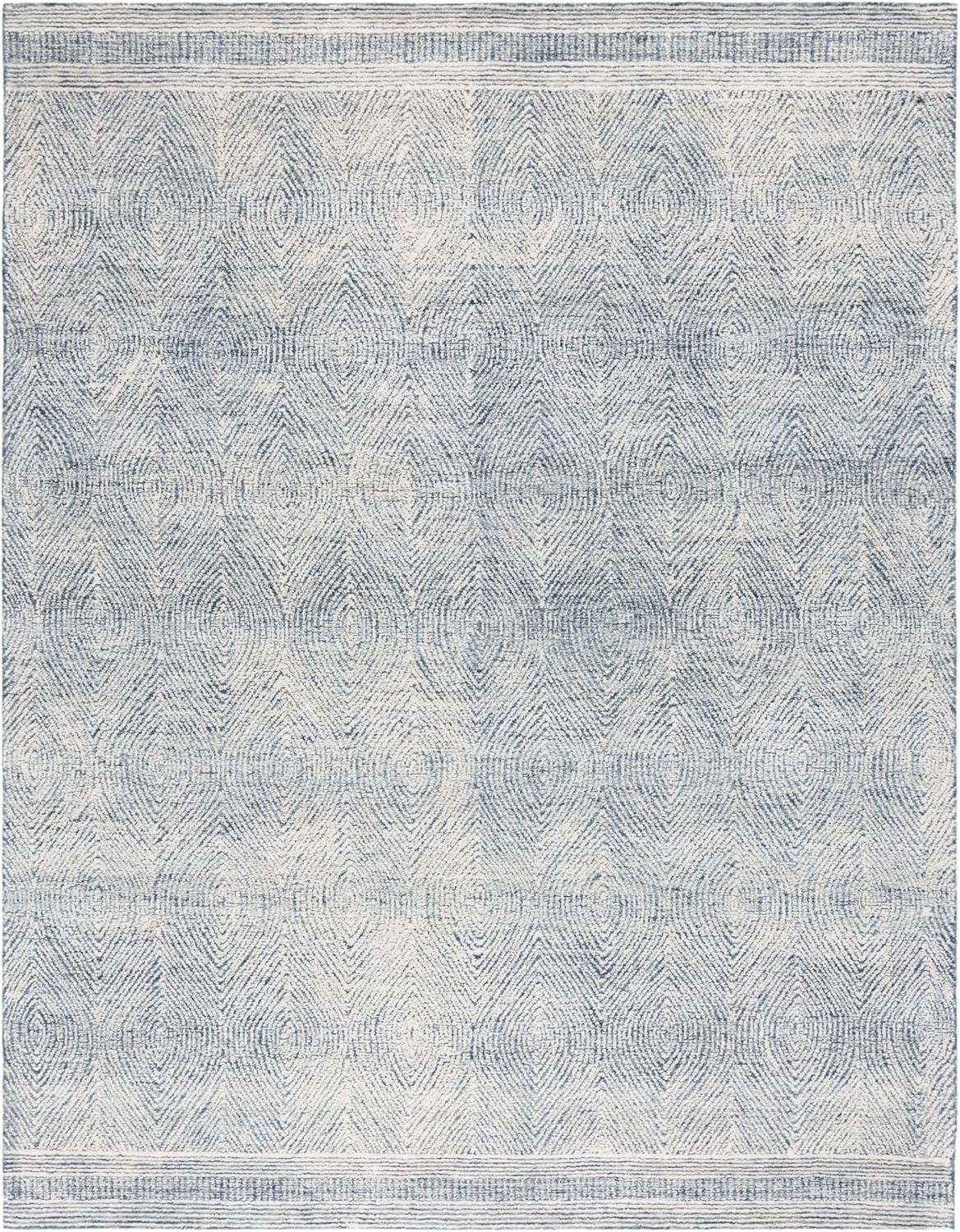 image:imageSAFAVIEH Abstract Collection Area Rug 10 Square Ivory amp Charcoal Handmade Wool Ideal for High Traffic Areas in Living Room Bedroom ABT340HIvoryNavy