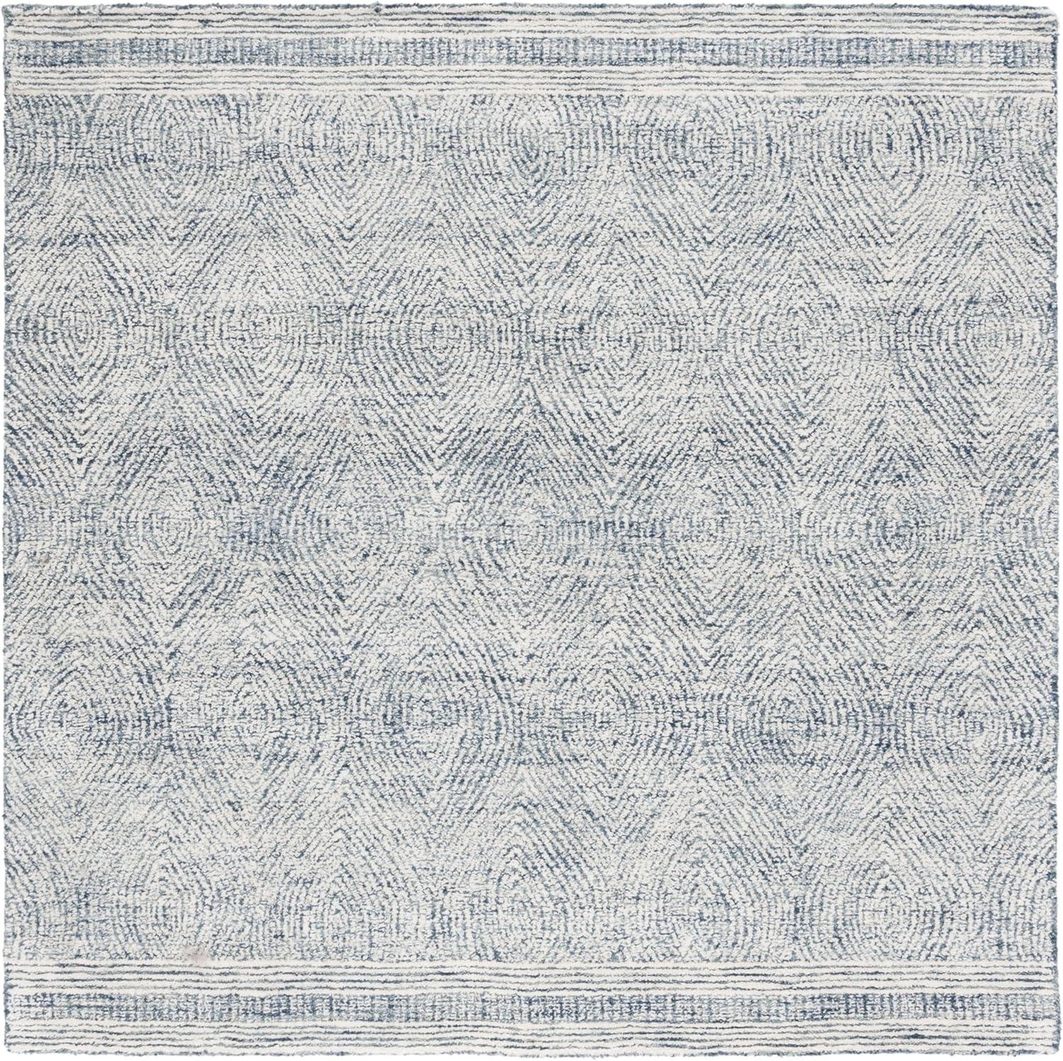 image:imageSAFAVIEH Abstract Collection Area Rug 10 Square Ivory amp Charcoal Handmade Wool Ideal for High Traffic Areas in Living Room Bedroom ABT340HIvoryNavy