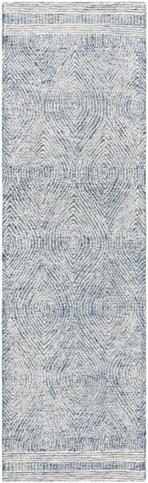 image:imageSAFAVIEH Abstract Collection Area Rug 10 Square Ivory amp Charcoal Handmade Wool Ideal for High Traffic Areas in Living Room Bedroom ABT340HIvoryNavy