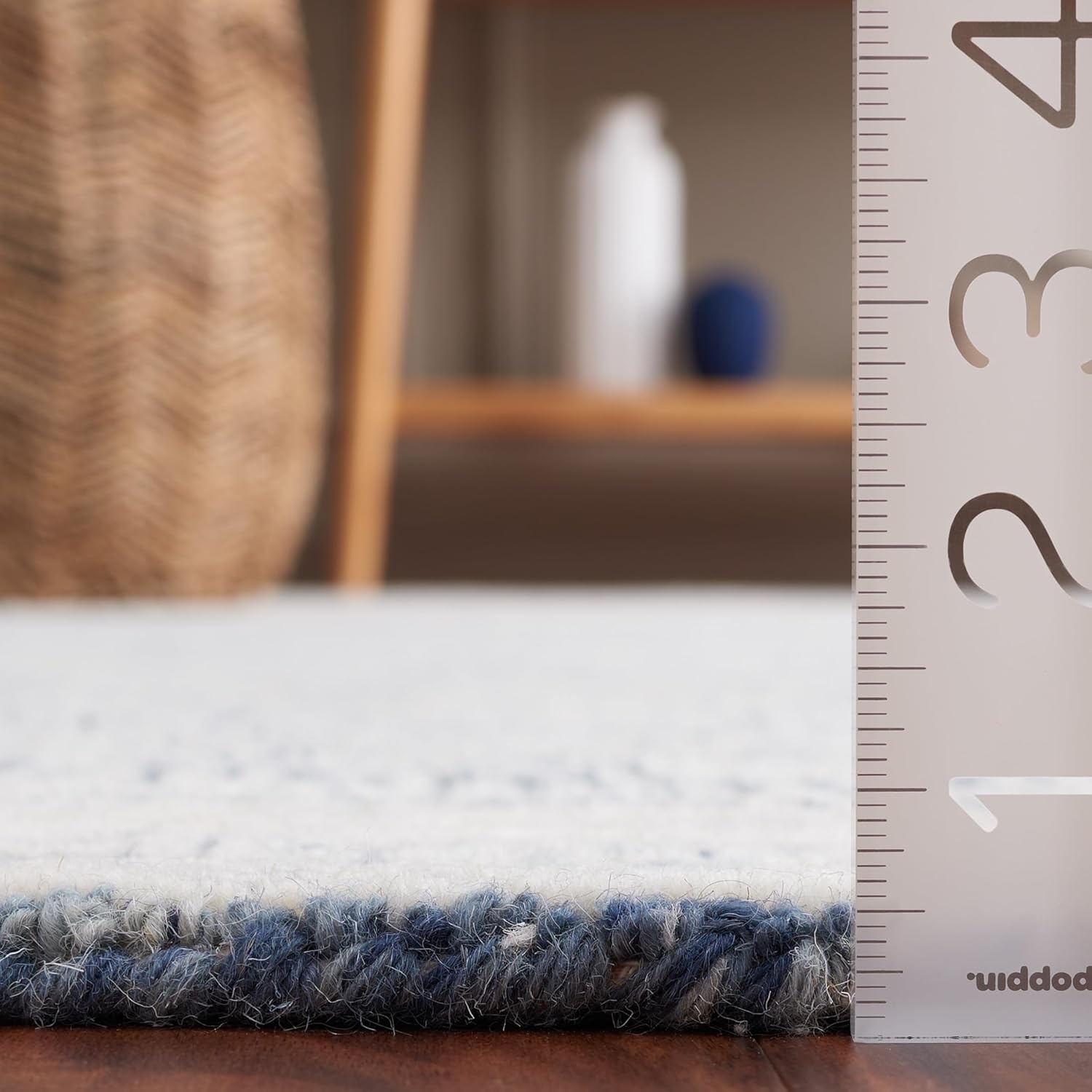 image:imageSAFAVIEH Abstract Collection Area Rug 10 Square Ivory amp Charcoal Handmade Wool Ideal for High Traffic Areas in Living Room Bedroom ABT340HIvoryNavy