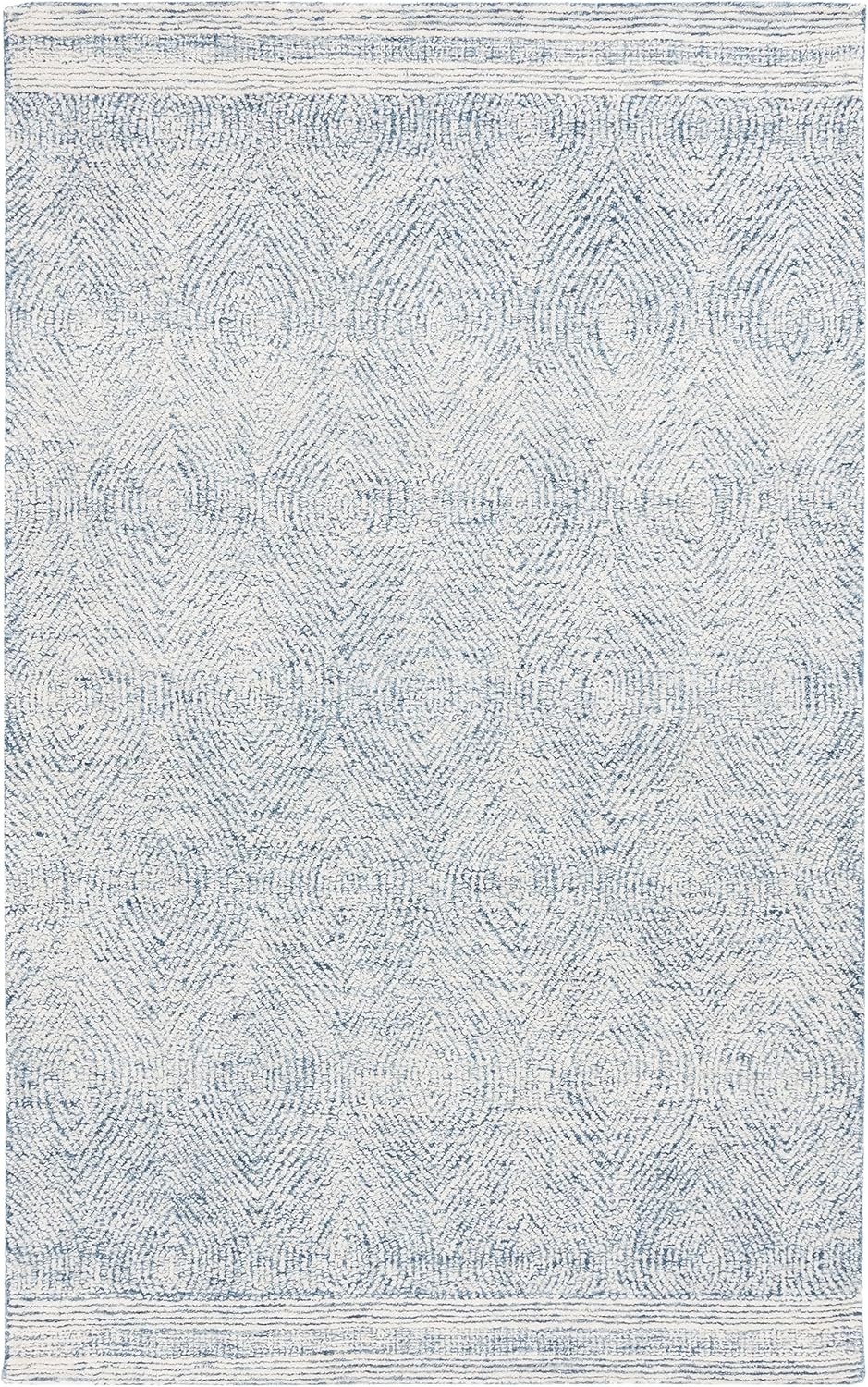 image:imageSAFAVIEH Abstract Collection Area Rug 10 Square Ivory amp Charcoal Handmade Wool Ideal for High Traffic Areas in Living Room Bedroom ABT340HIvoryNavy