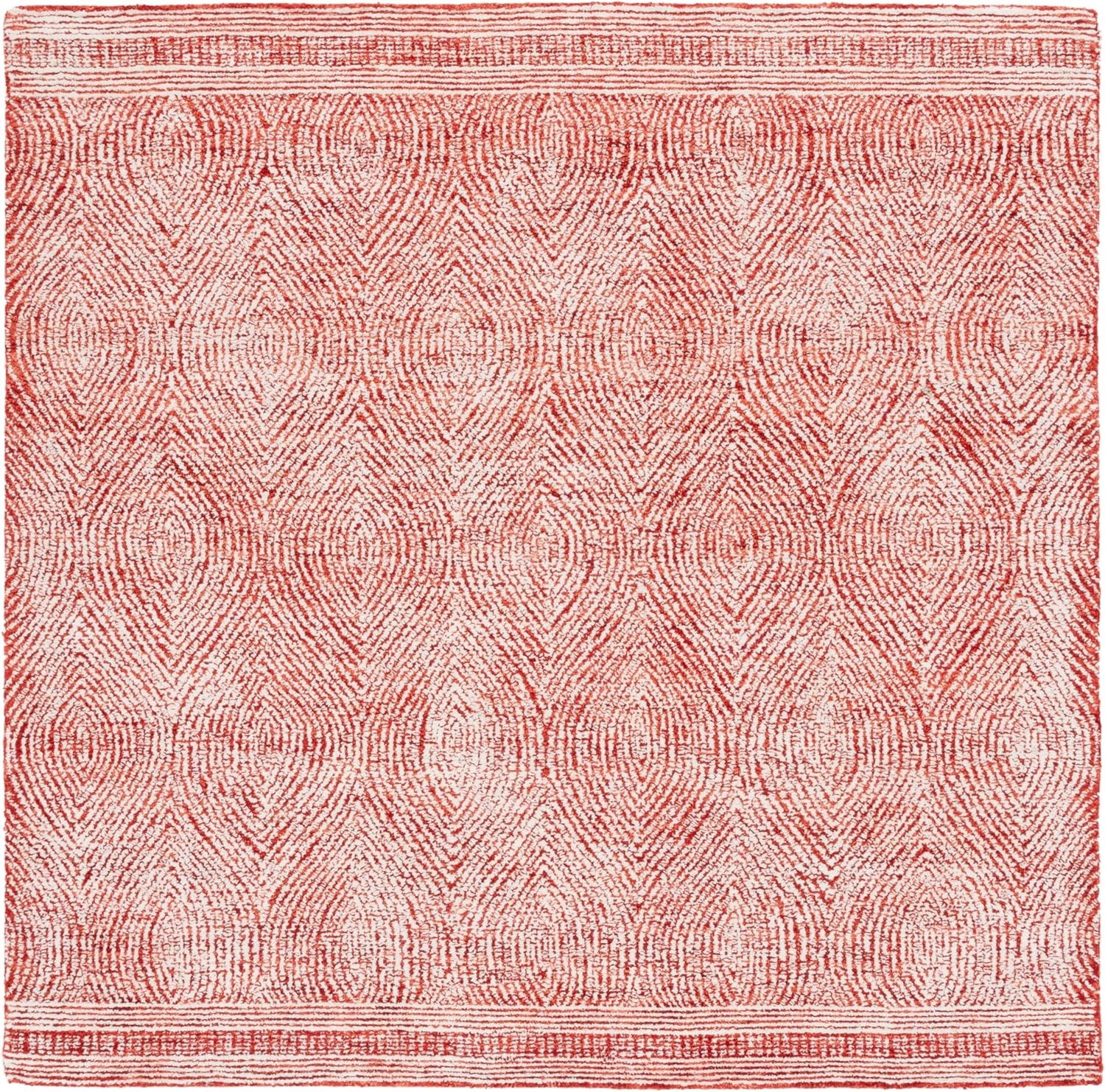 image:imageSAFAVIEH Abstract Collection Area Rug 10 Square Ivory amp Charcoal Handmade Wool Ideal for High Traffic Areas in Living Room Bedroom ABT340HIvoryRed