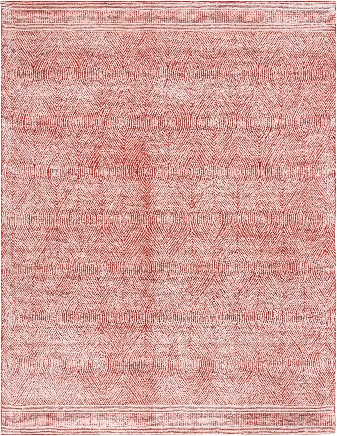 image:imageSAFAVIEH Abstract Collection Area Rug 10 Square Ivory amp Charcoal Handmade Wool Ideal for High Traffic Areas in Living Room Bedroom ABT340HIvoryRed