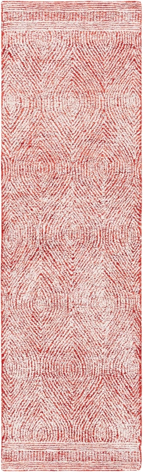 image:imageSAFAVIEH Abstract Collection Area Rug 10 Square Ivory amp Charcoal Handmade Wool Ideal for High Traffic Areas in Living Room Bedroom ABT340HIvoryRed